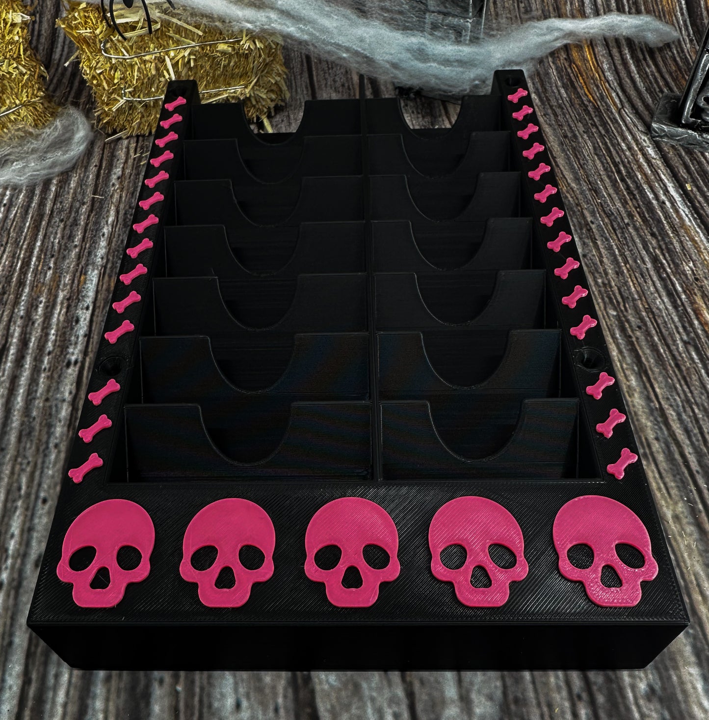 The Bloodhound - *Gothic Black and Pink* Wall Mountable Dog Grooming Standard/Wide Size Clipper Blade Holder | 8 Standard/Wide