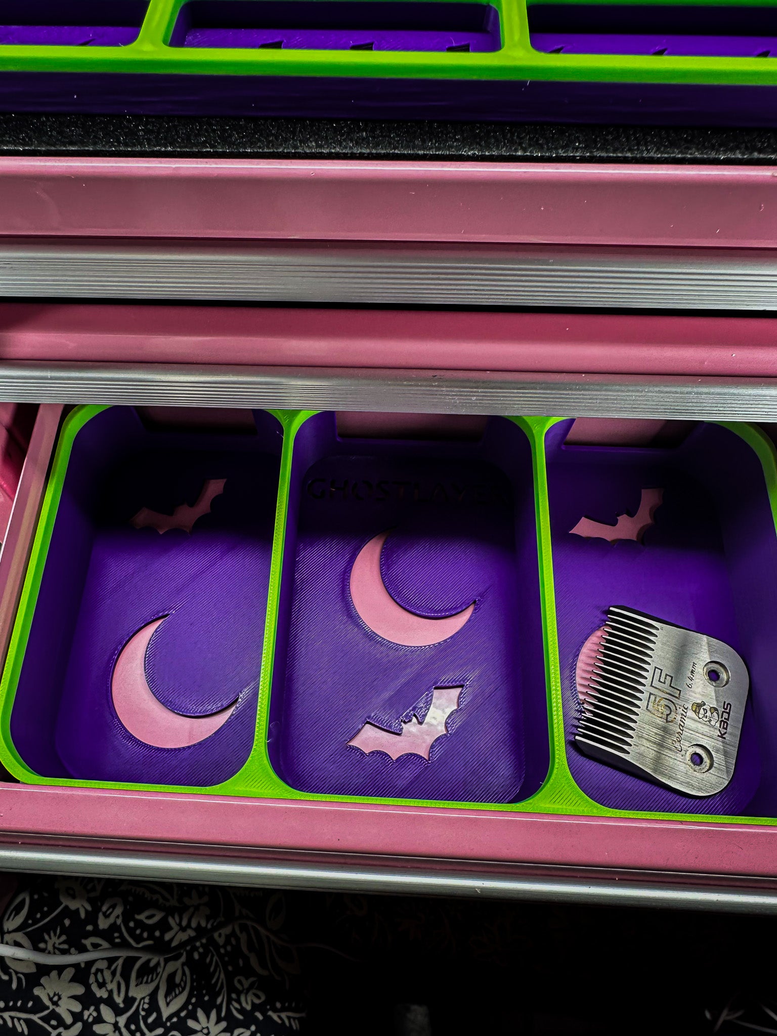 Kobalt Mini Toolbox-Dog Grooming Toolbox Insert Bundle *Halloween-Ghastly Green and Purple* | Holds Scissors, Standard Blades and more