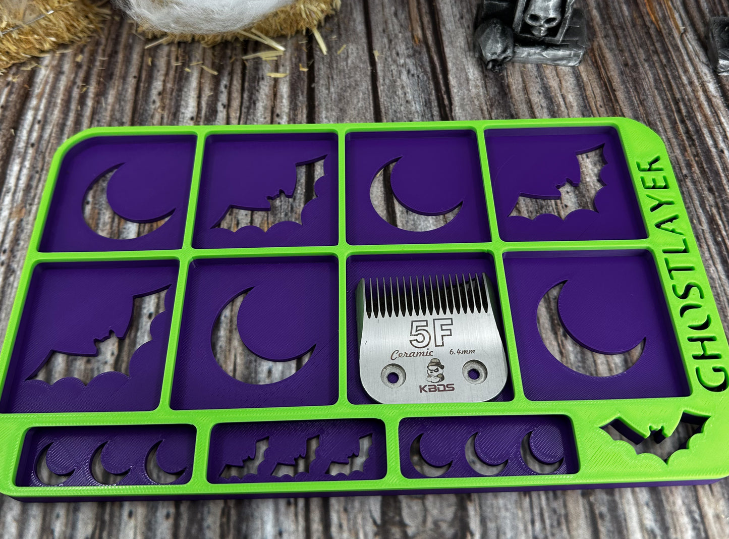 Kobalt Mini Toolbox-Dog Grooming Toolbox Insert Bundle *Halloween-Ghastly Green and Purple* | Holds Scissors, Standard Blades and more