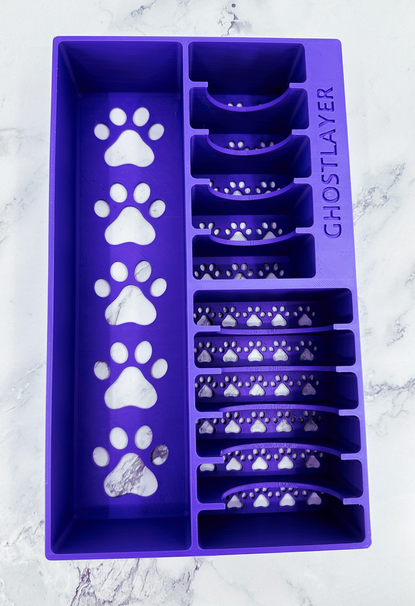 The Brussels Griffon -- Dog Grooming Clipper and Blade Holder. Holds One Large Clipper, 6 Wide and 5 Standard Blades. Optional Lid.