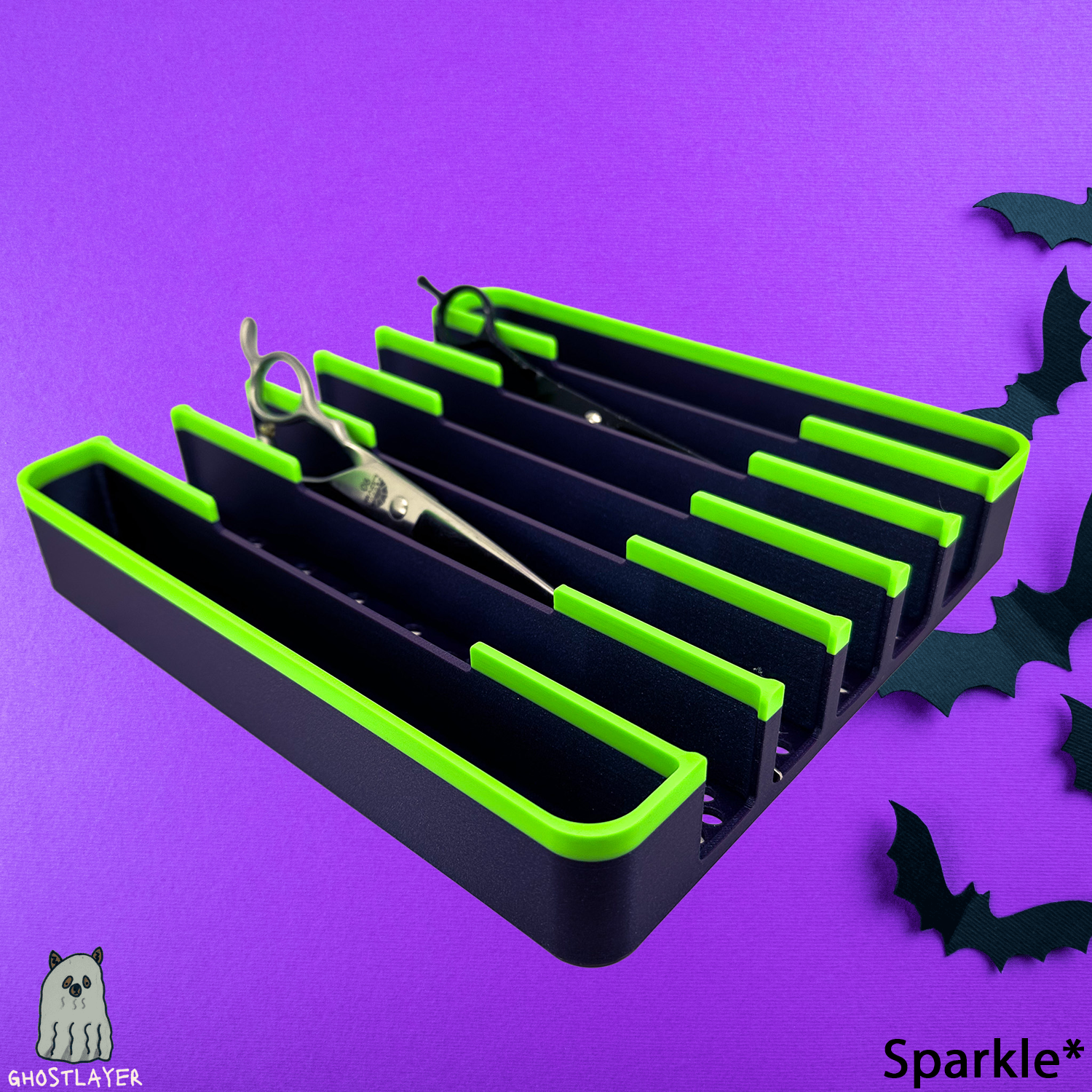 *Halloween* Pharaoh Hound V2 - Large Curved Lay Flat Dog Grooming Scissor Holder | Holds 7 |