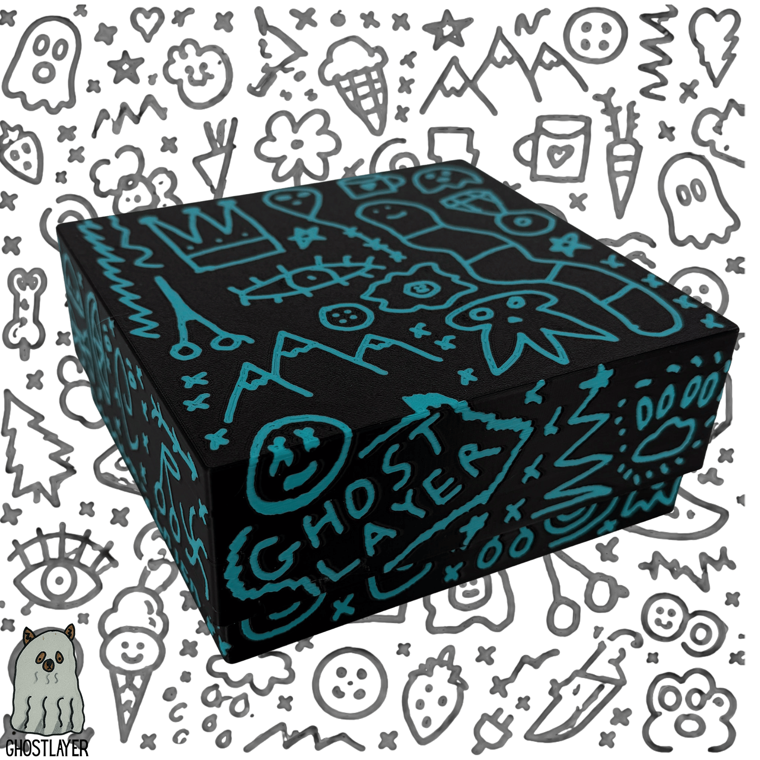 *Ghost Graffiti* Dog Grooming *Wide* Size Clipper Blade Holder with lid | up to 16 |