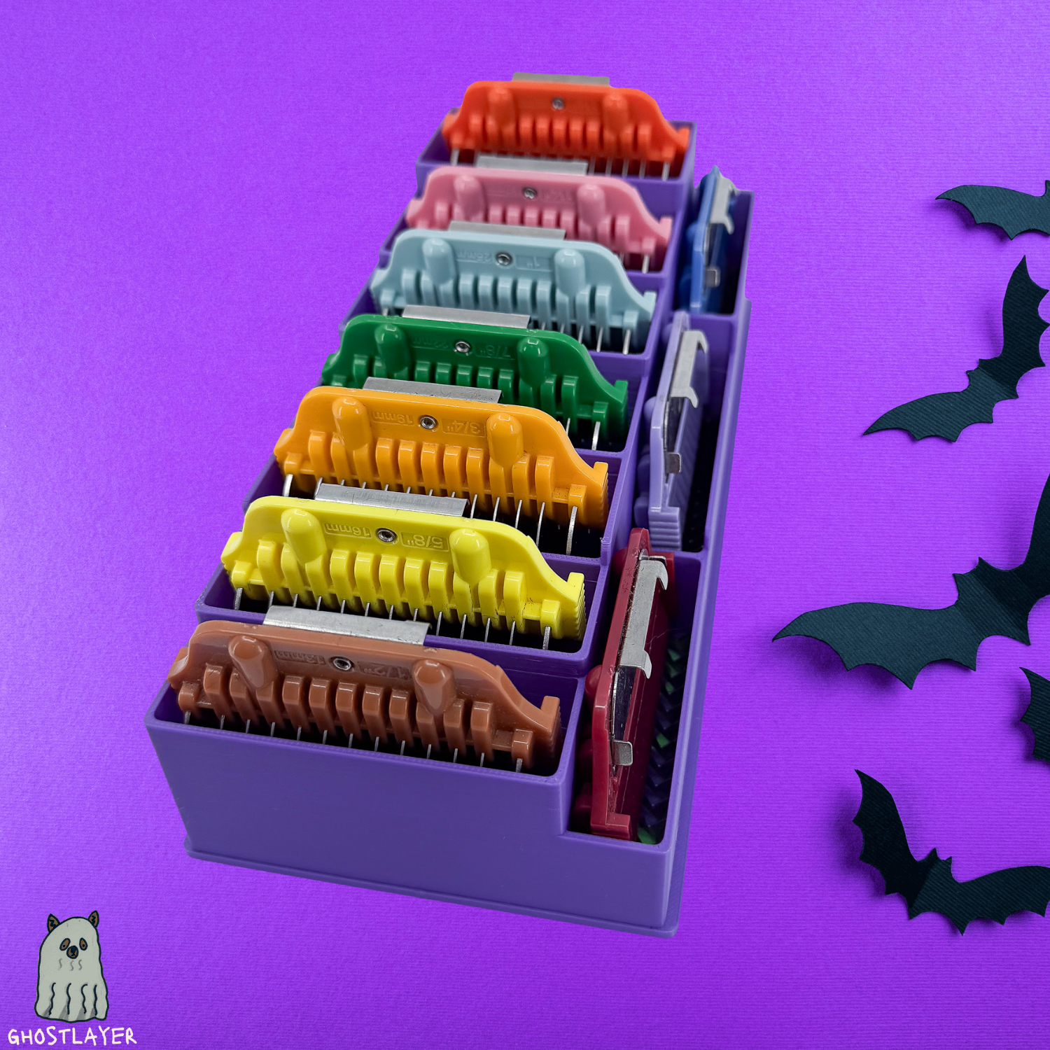 Drawerganizer *Halloween* Zolita WideCombs Low Profile Grooming Comb Toolbox Drawer Organizer- Holds 10 *Full Set**Ghastly Green and Purple*
