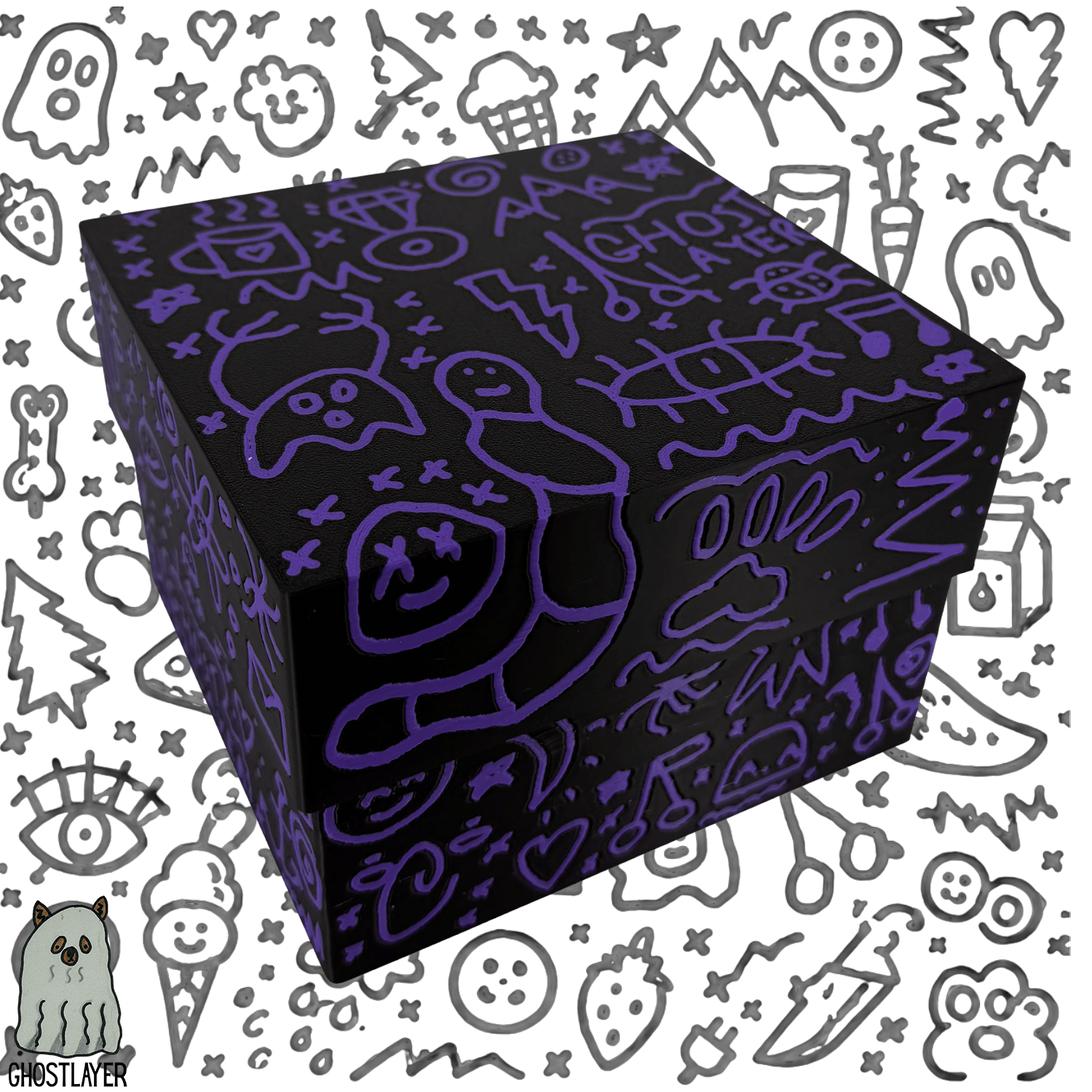 *Ghost Graffiti* Dog Grooming *Wide* Size Clipper Blade Comb Holder and Lid | up to 10 | Zolita