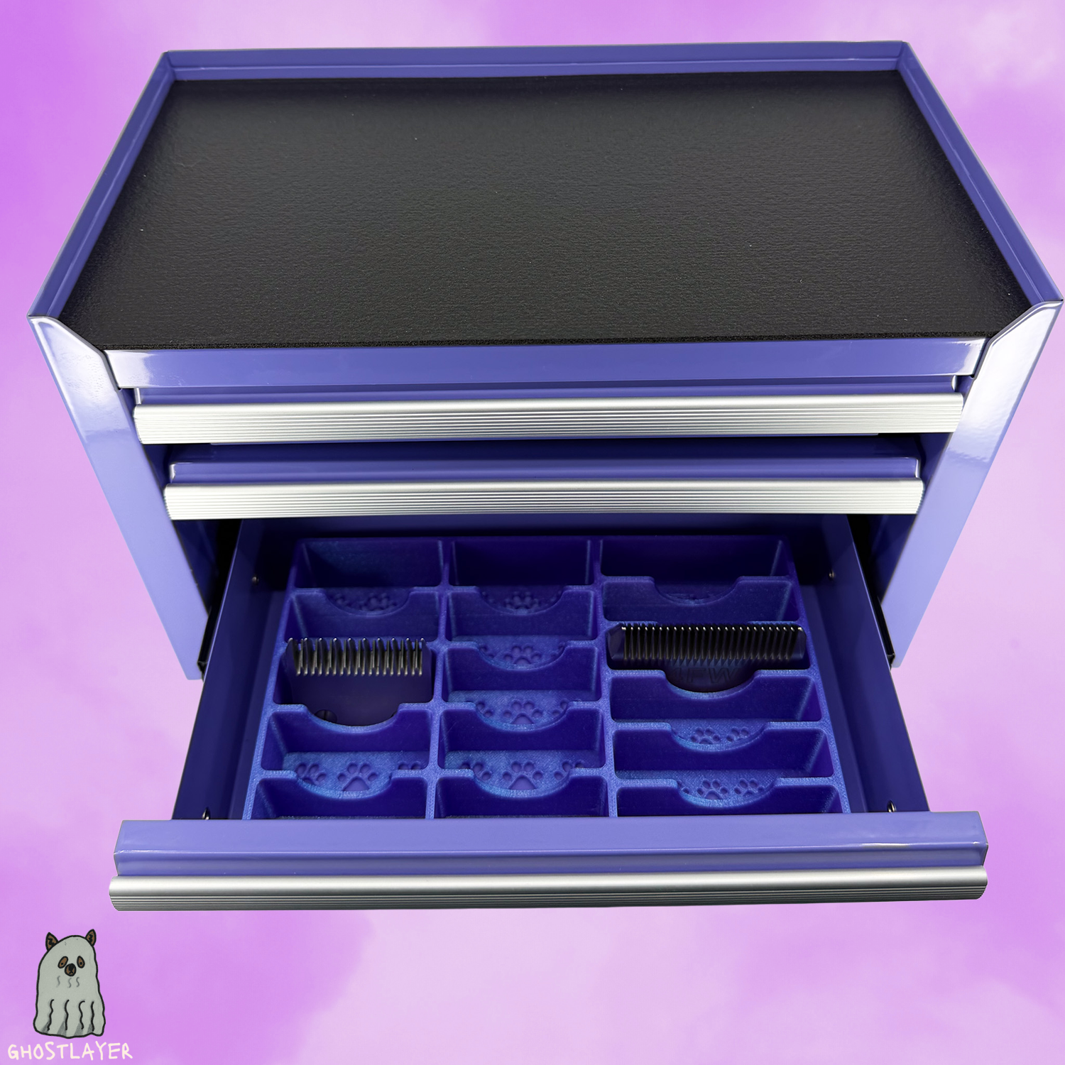 Kobalt Mini Toolbox Bottom Drawer Organizer (Two Drawer w/Lid and Three Drawer)- Dog Grooming Toolbox Blade holder/10 Standard/6 Wide