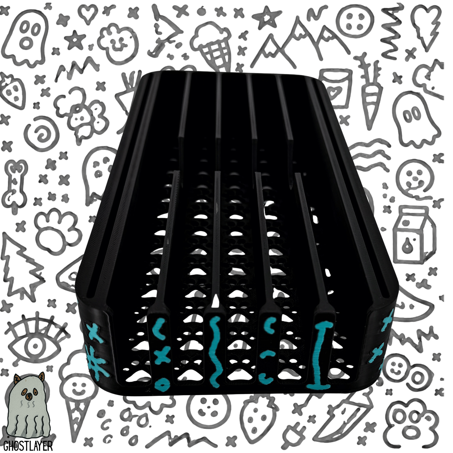*Ghost Graffiti* Lay Flat Dog Grooming Scissor Holder | Holds 5 Scissors 2 Combs |