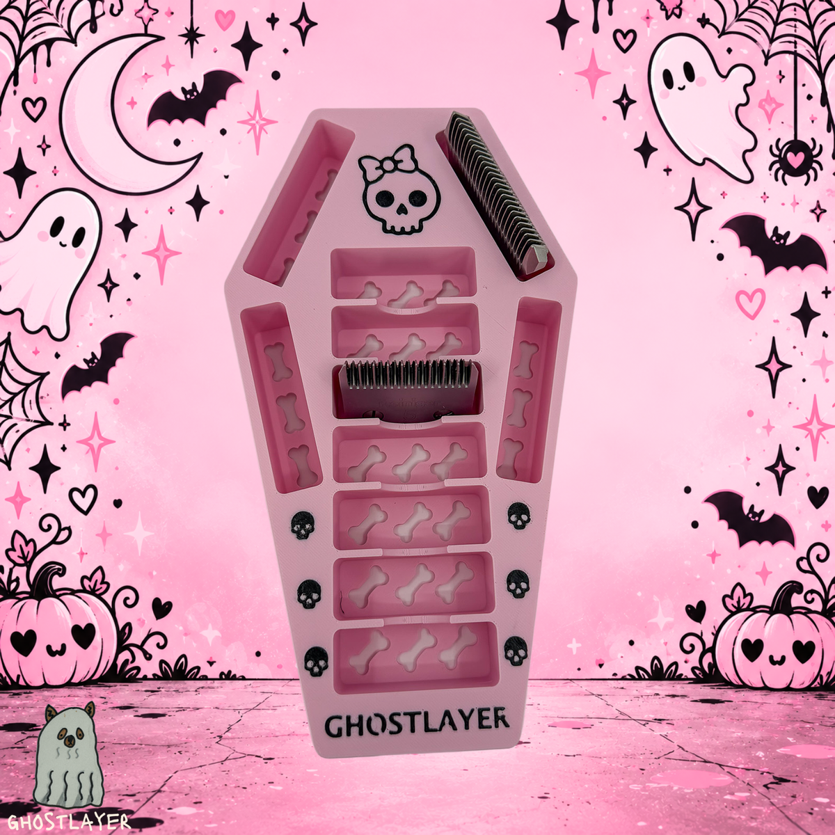 *Coquette Halloween* Blade Coffin - Dog Grooming Standard & Wide Size Clipper Blade Holder | Holds 7 Standard Blades and 4 Wide