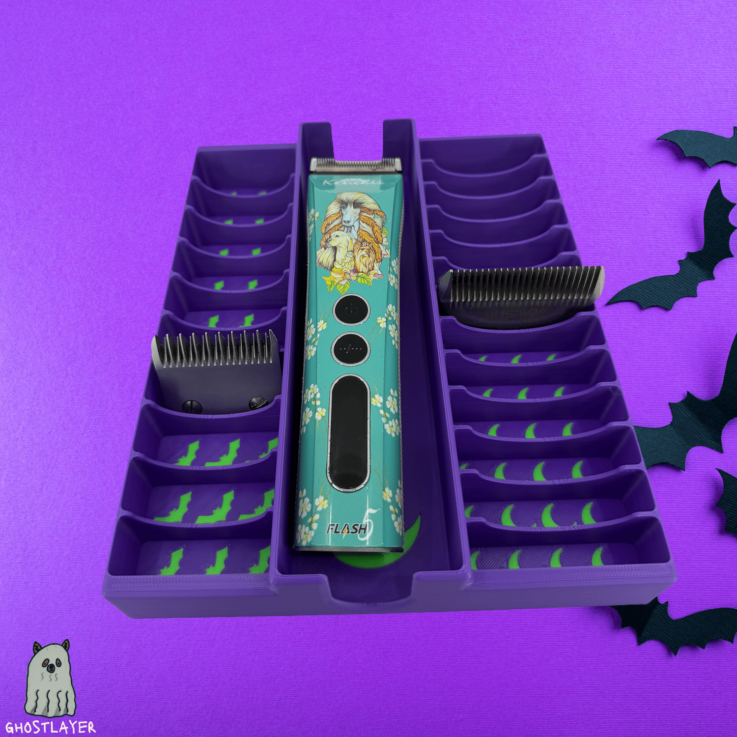 Drawerganizer *Halloween* Blade/Clipper Combo Toolbox Drawer Organizer- Holds 1 Clipper, 10 Standard, 13 Wide *Ghastly Green and Purple*