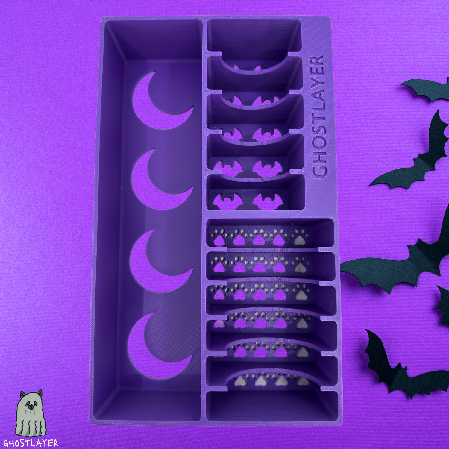 *Halloween* Brussels Griffon -- Dog Grooming Clipper and Blade Holder. Holds One Large Clipper, 6 Wide and 5 Standard Blades. Slime Lid.