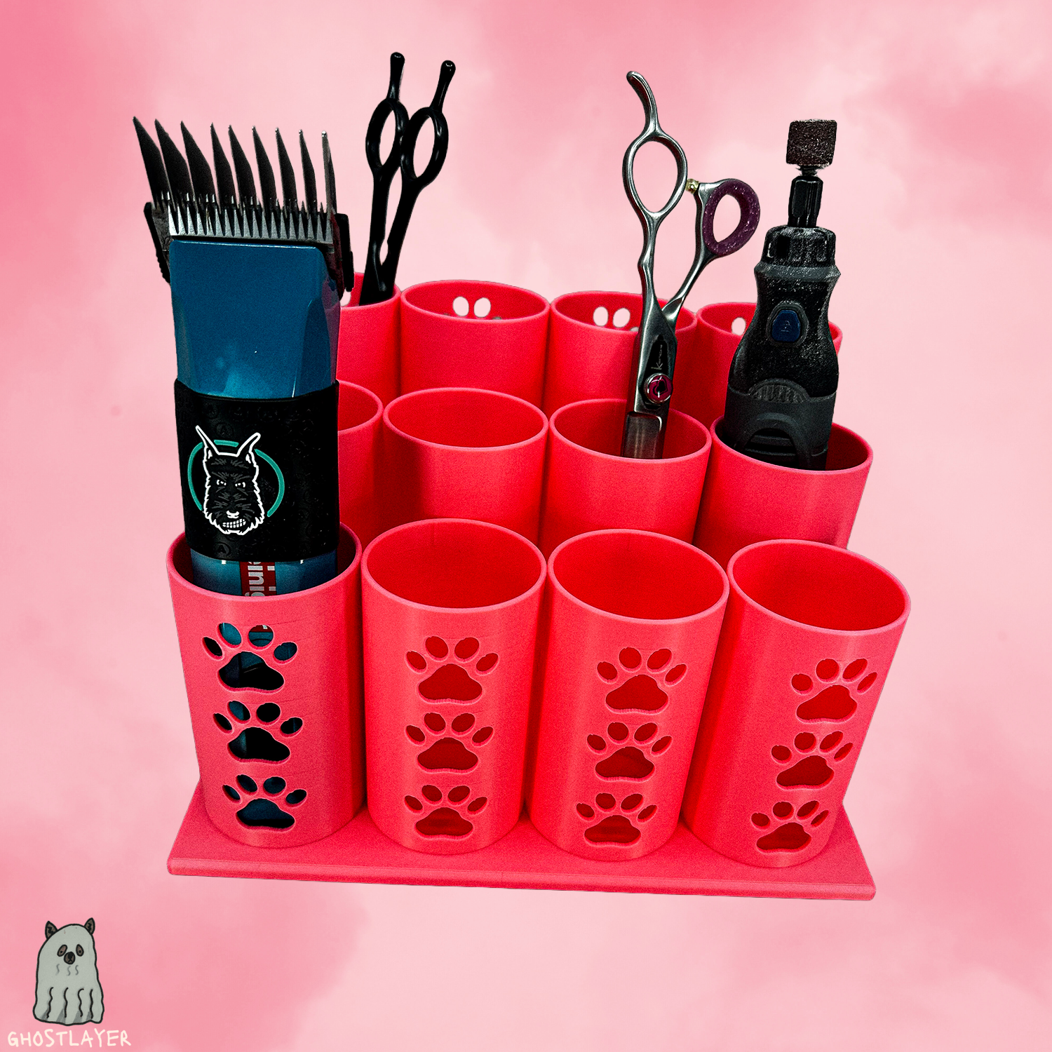 Tube City *Large*-- Dog Grooming Brush, Clipper, Shear or All Around holder. Twelve 2 inch tubes with base.