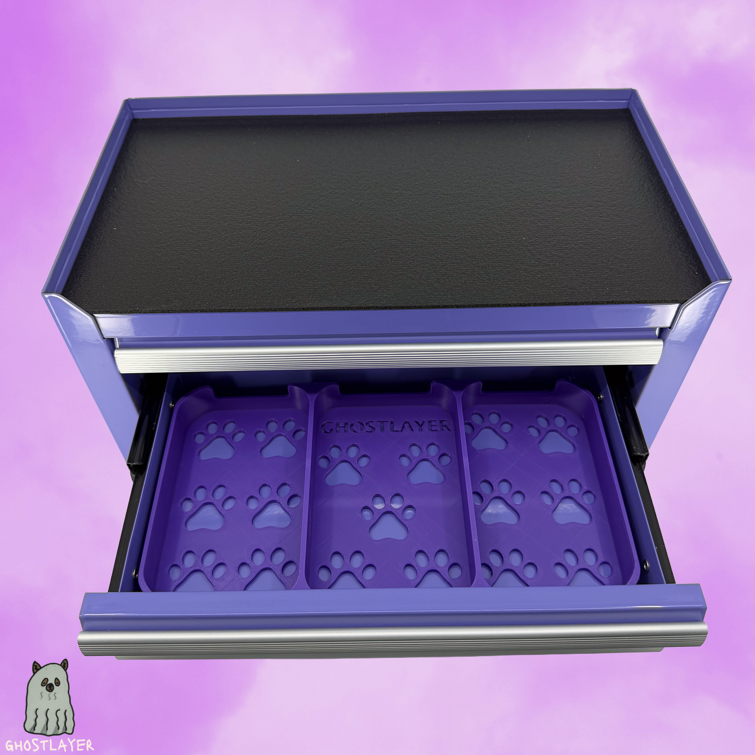 Kobalt Mini Toolbox Middle Drawer Organizer (Two Drawer w/Lid and Three Drawer)- Dog Grooming Toolbox Organizing Tray (Three Slots)