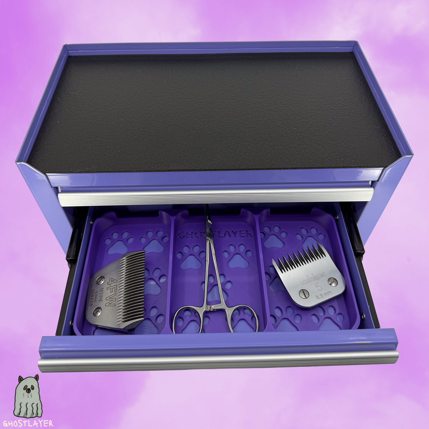 Kobalt Mini Toolbox Middle Drawer Organizer (Two Drawer w/Lid and Three Drawer)- Dog Grooming Toolbox Organizing Tray (Three Slots)