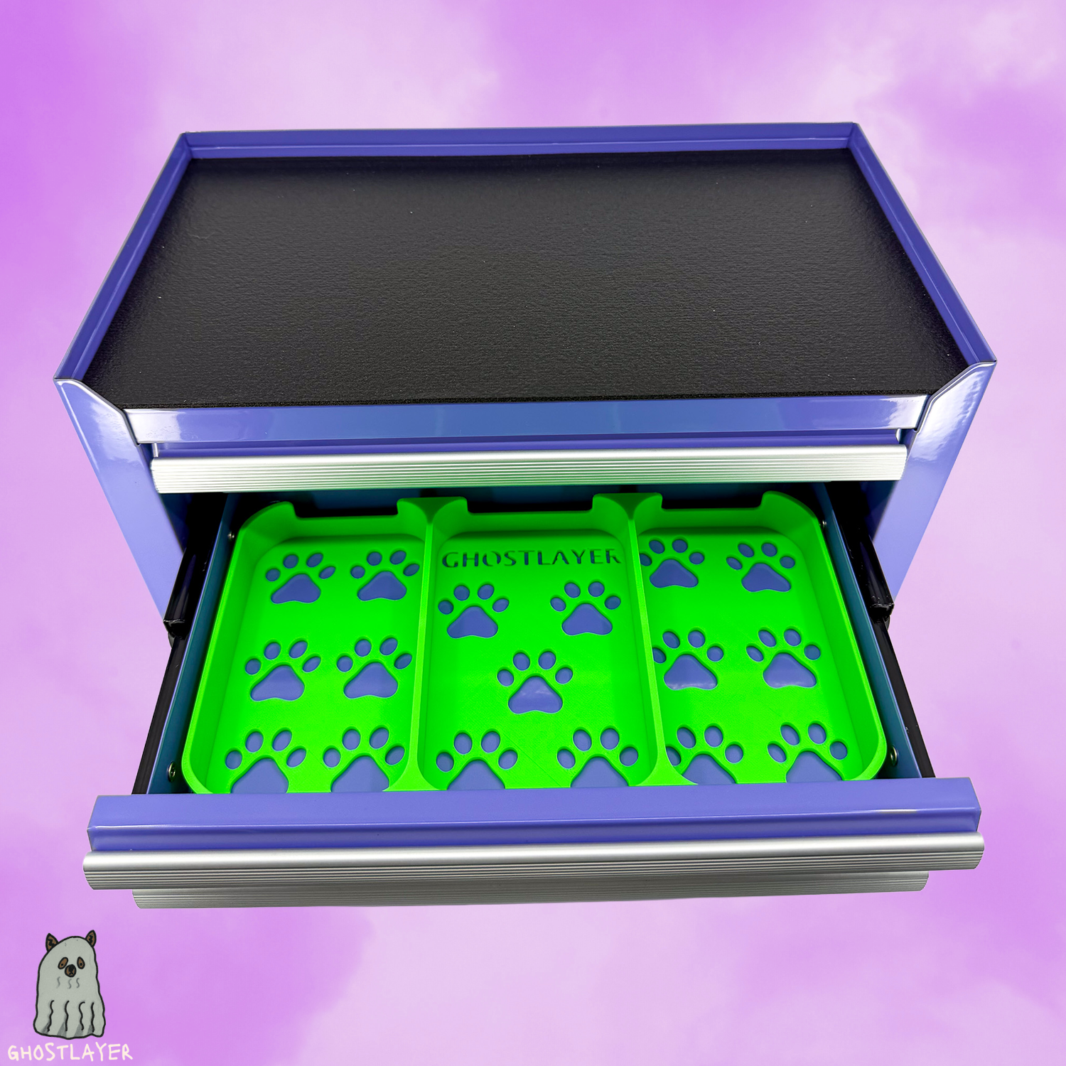 Kobalt Mini Toolbox Middle Drawer Organizer (Two Drawer w/Lid and Three Drawer)- Dog Grooming Toolbox Organizing Tray (Three Slots)