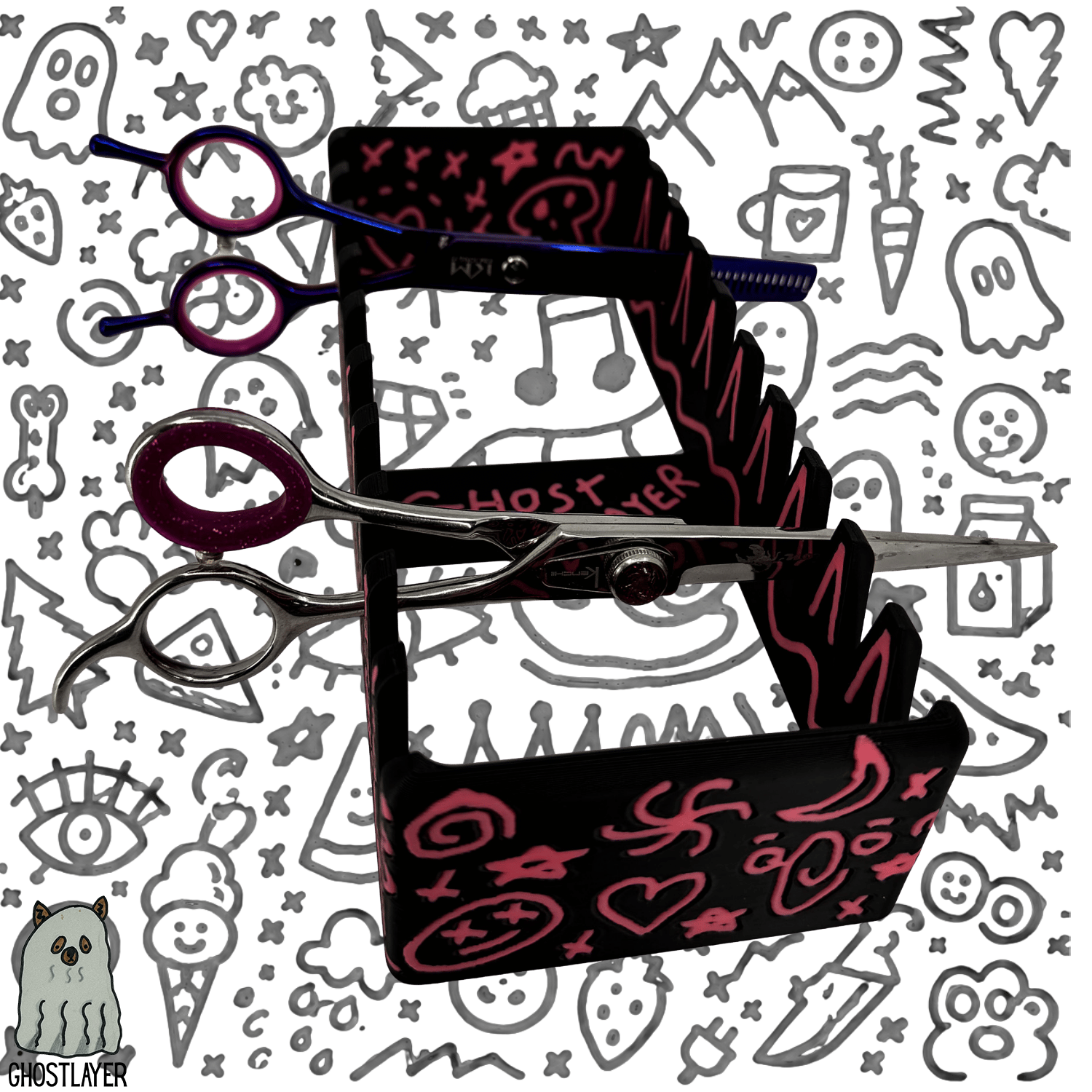 *Ghost Graffiti* Dog Grooming Scissor Holder Up to 10 pairs