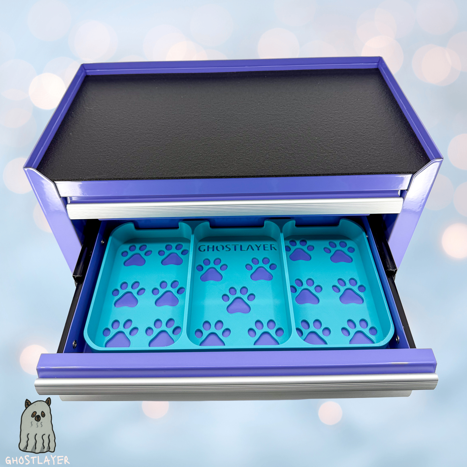 Kobalt Mini Toolbox Middle Drawer Organizer (Two Drawer w/Lid and Three Drawer)- Dog Grooming Toolbox Organizing Tray (Three Slots)