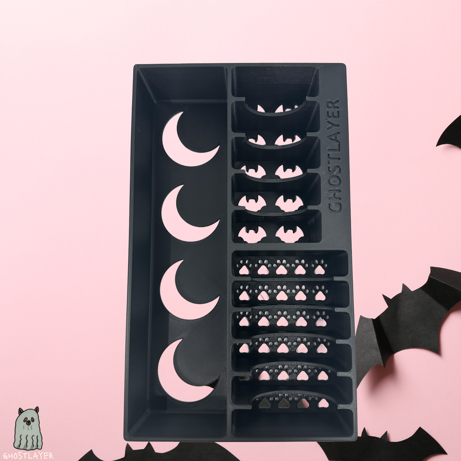 *Halloween* Brussels Griffon -- Dog Grooming Clipper and Blade Holder. Holds One Large Clipper, 6 Wide and 5 Standard Blades. Slime Lid.