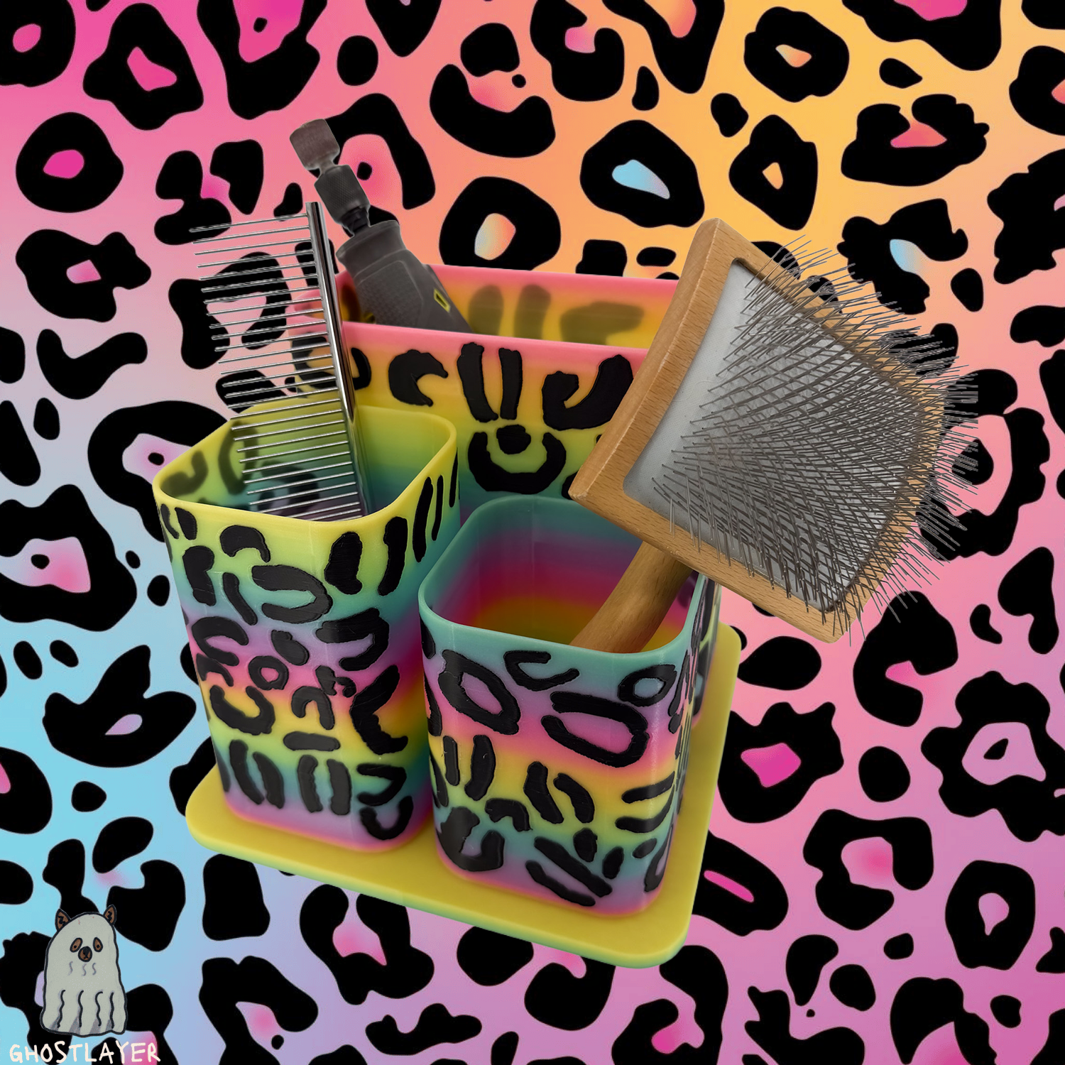 The Feral Yorkie--Dog Grooming Brush Holder, Simple organizer | Medium Size |