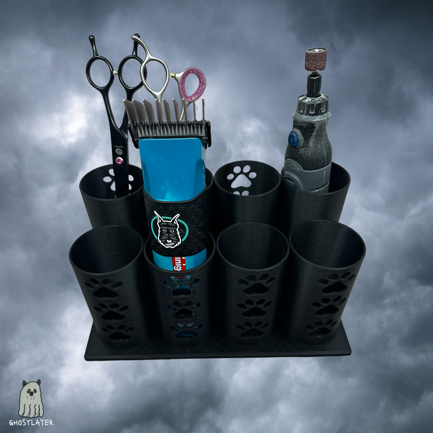 Tube City *Medium*-- Dog Grooming Brush, Clipper, Shear or All Around holder. Eight 2 inch tubes with base.