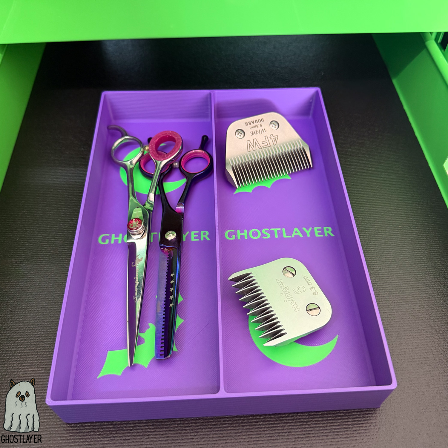 Drawerganizer *Halloween* Trays Low Profile Grooming Tools Toolbox Drawer Organizer *Ghastly Green and Purple*