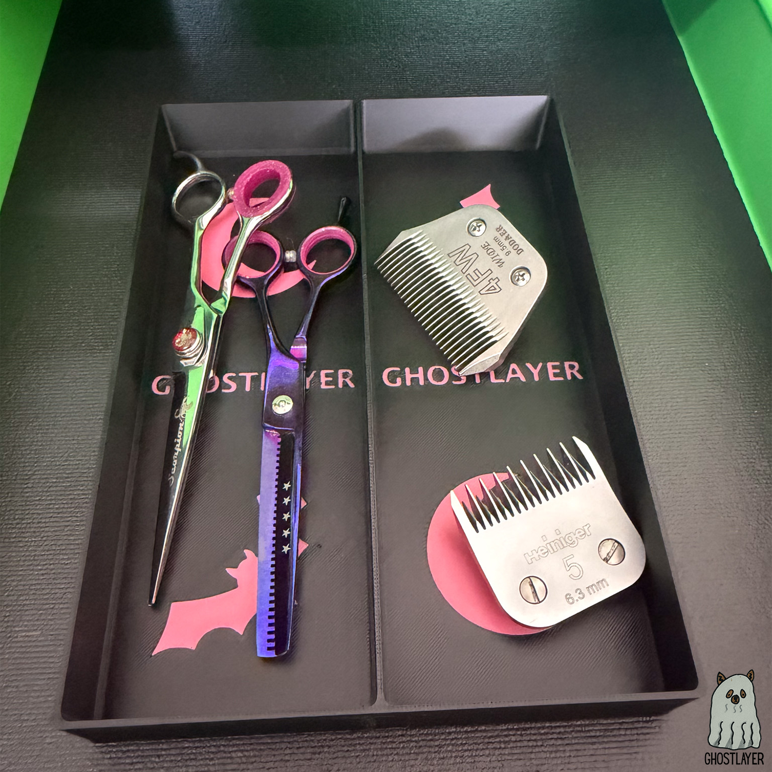 Drawerganizer *Halloween* Trays Low Profile Grooming Tools Toolbox Drawer Organizer *Gothic Black and Pink*