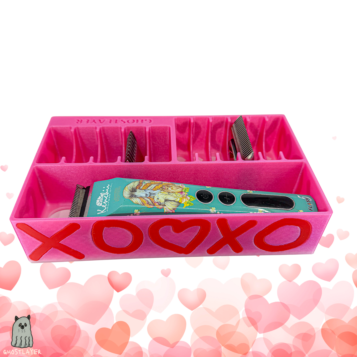 The SweetHeart Brussels Griffon -- Dog Grooming Clipper and Blade Holder. Holds One Large Clipper, 6 Wide and 5 Standard Blades