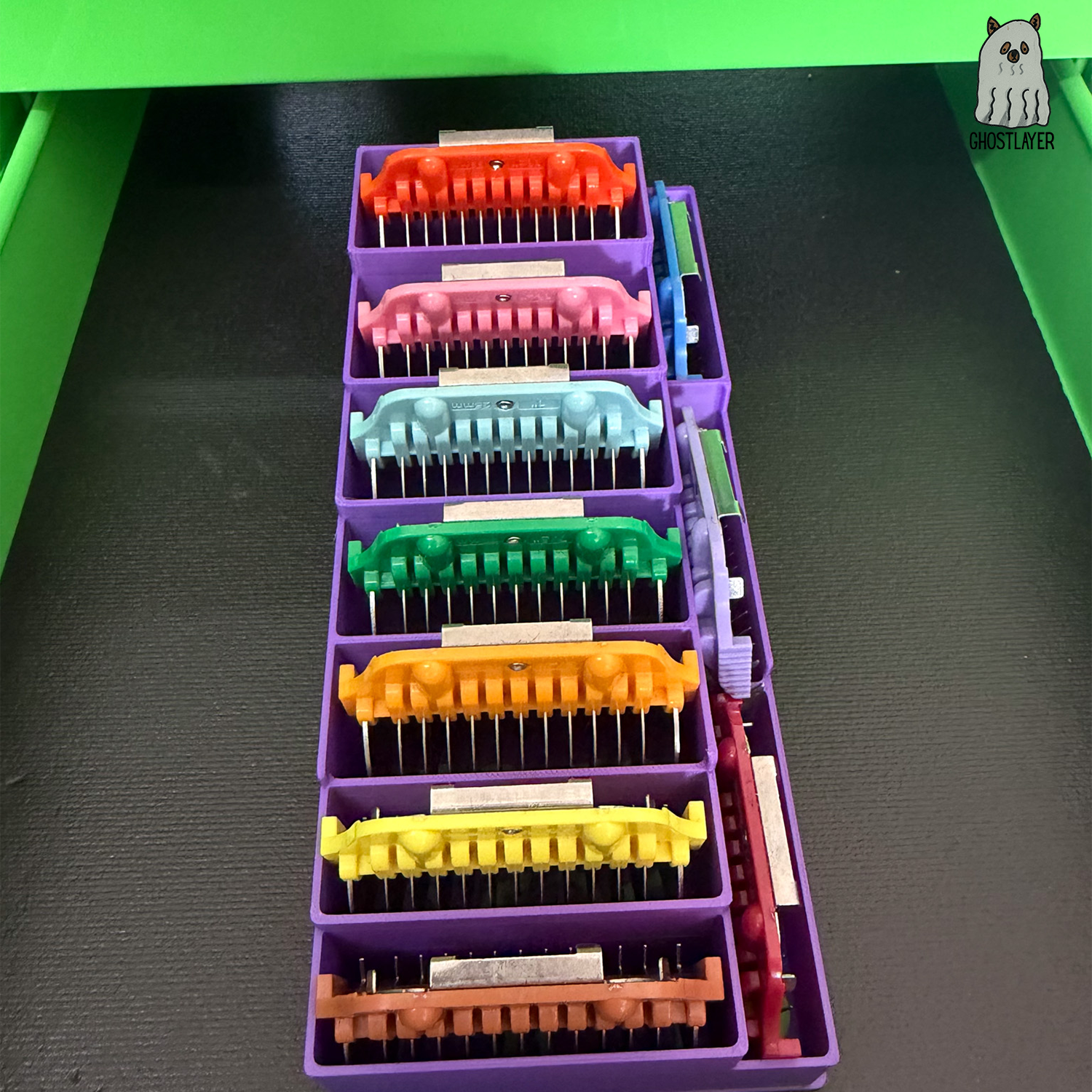 Drawerganizer *Halloween* Zolita WideCombs Low Profile Grooming Comb Toolbox Drawer Organizer- Holds 10 *Full Set**Ghastly Green and Purple*