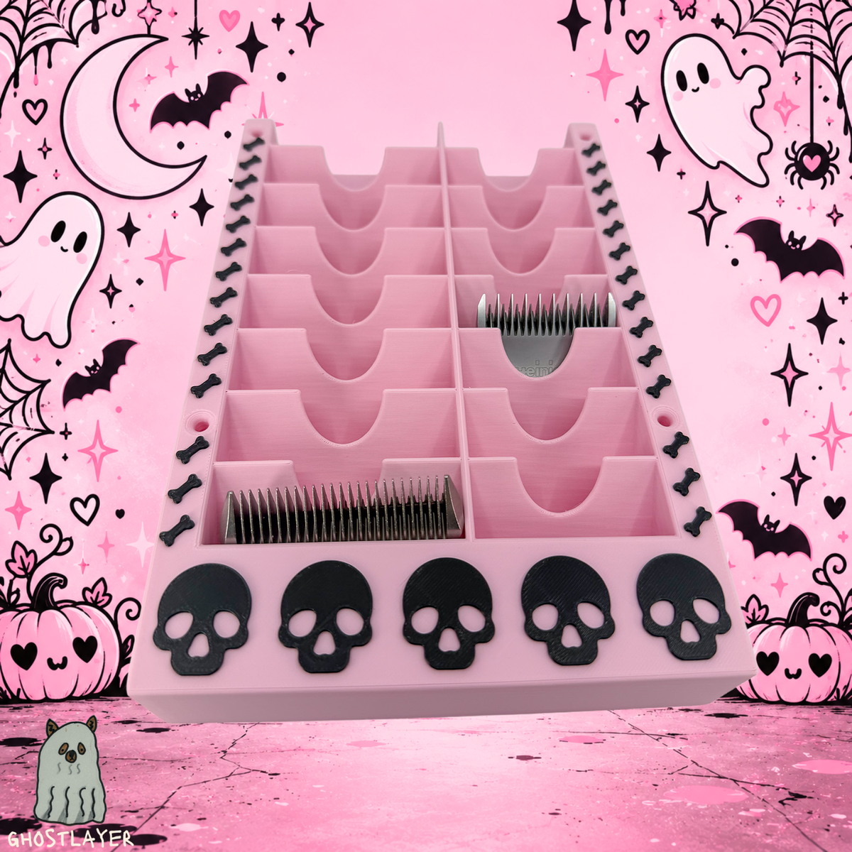 The Bloodhound - *Coquette Halloween* Wall Mountable Dog Grooming Standard/Wide Size Clipper Blade Holder | 8 Standard/Wide
