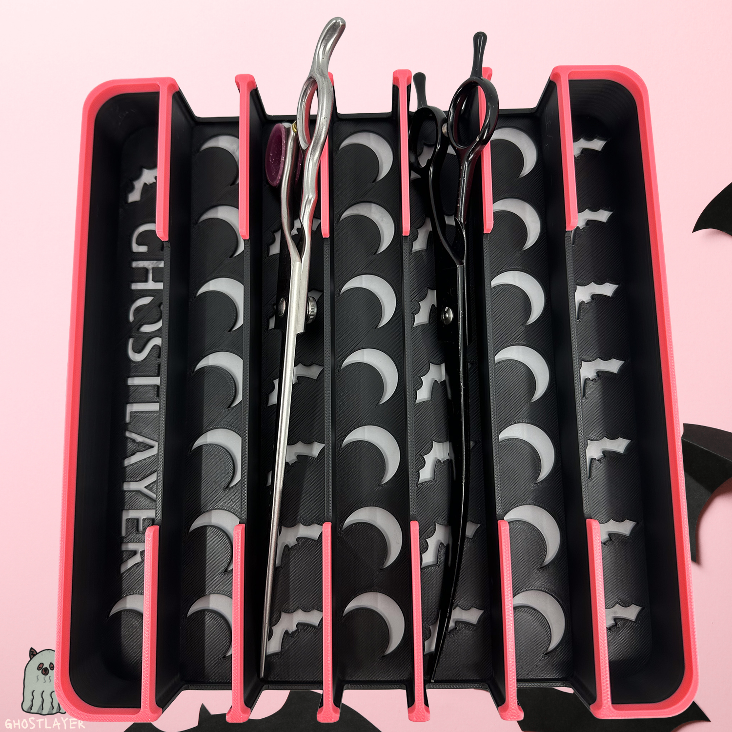 *Halloween* Pharaoh Hound V2 - Large Curved Lay Flat Dog Grooming Scissor Holder | Holds 7 |