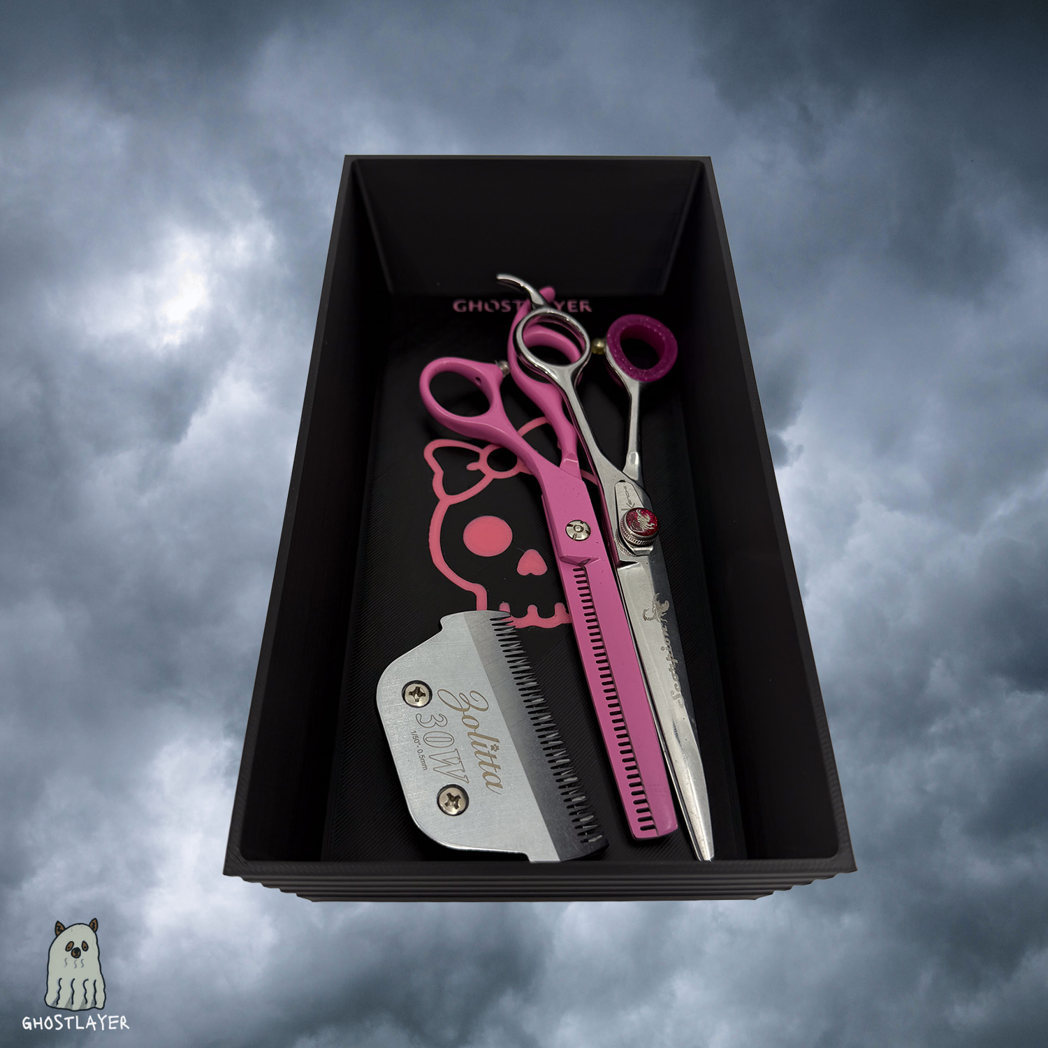 The Pink Skull Platter- Large Dog Grooming Catch all Tray | Simple organizer |