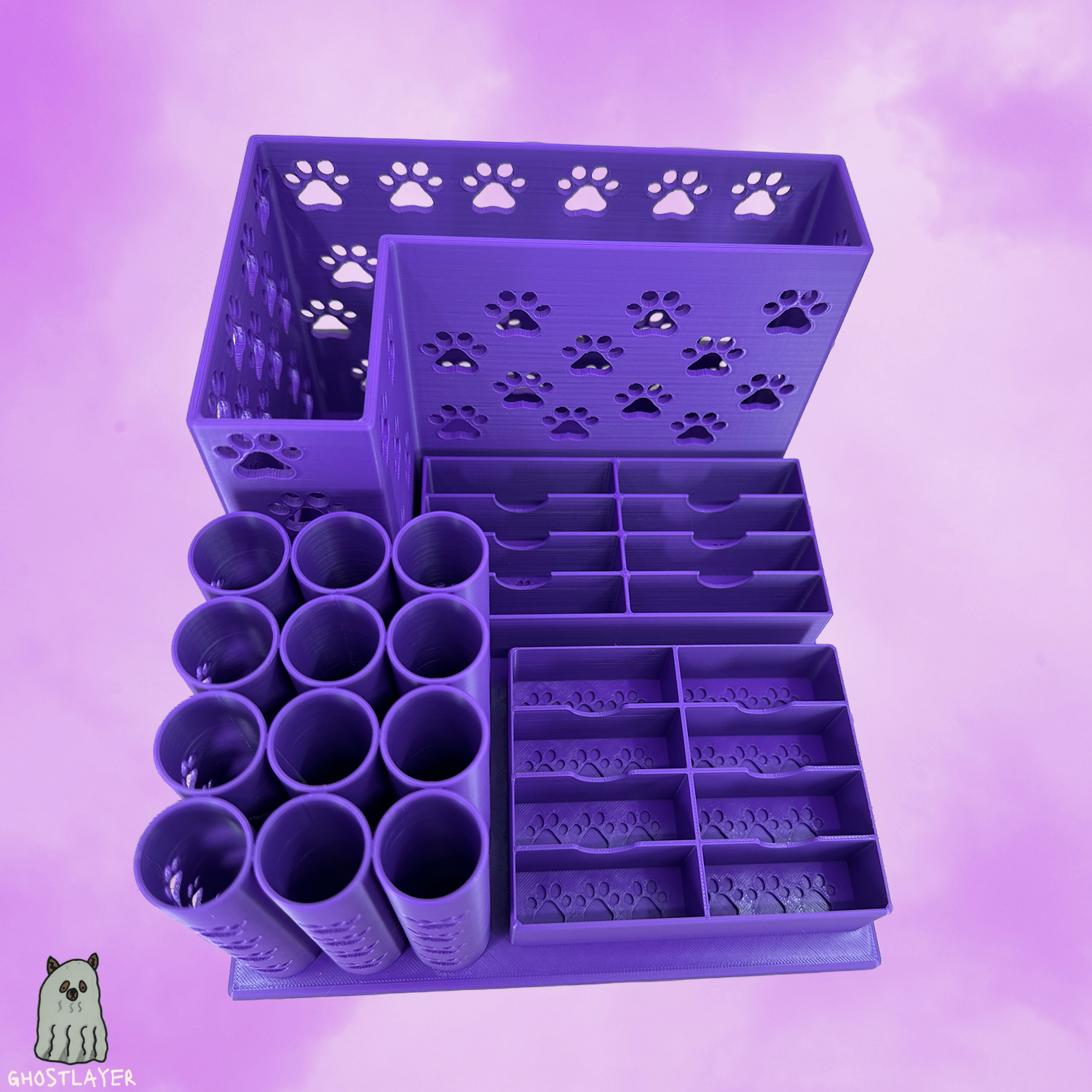 The Great Pyrenees-- Dog Grooming Brush Holder, 12 Scissors, 8 Standard and 8 Wide Blades | Large Size |