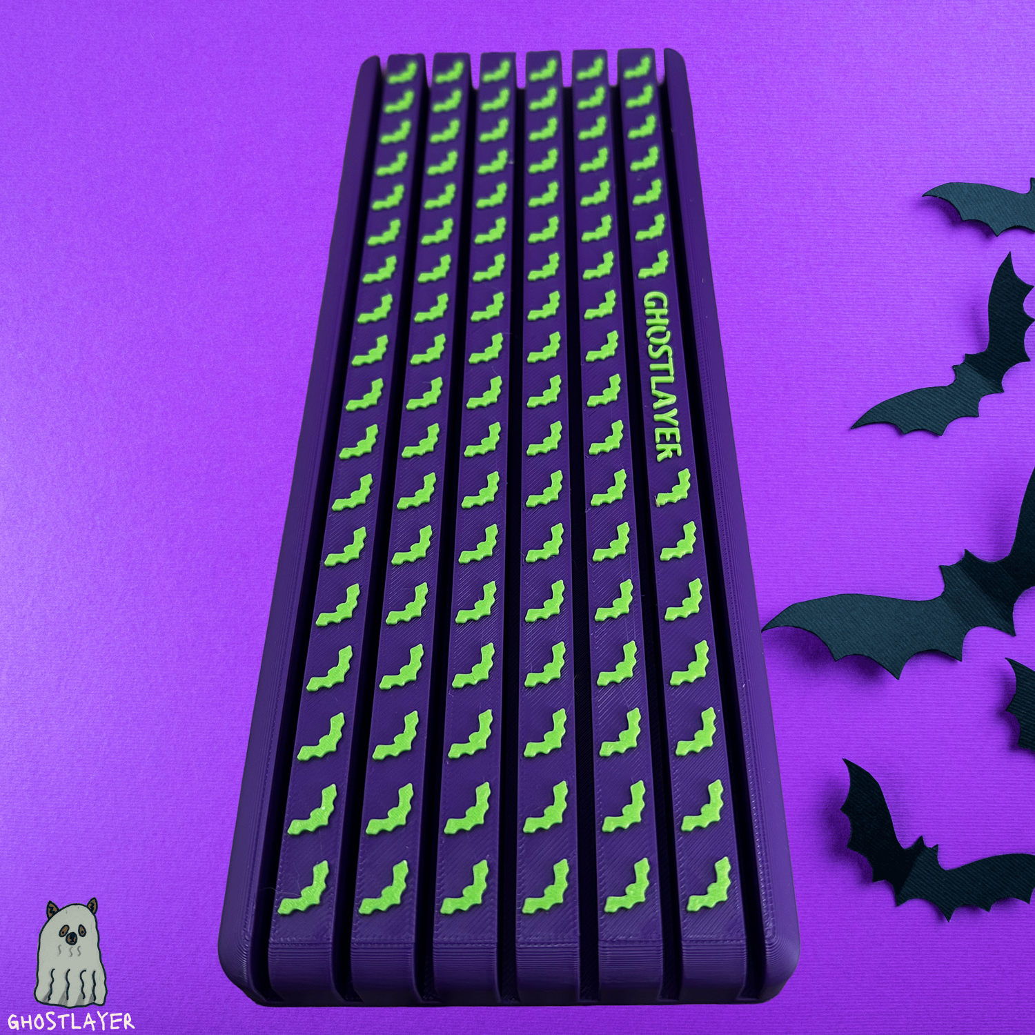 The Mini Greyhound - *Halloween-Ghastly Green and Purple* Lay Flat Dog Grooming Steel "Greyhound" Comb Holder | Holds 7 |