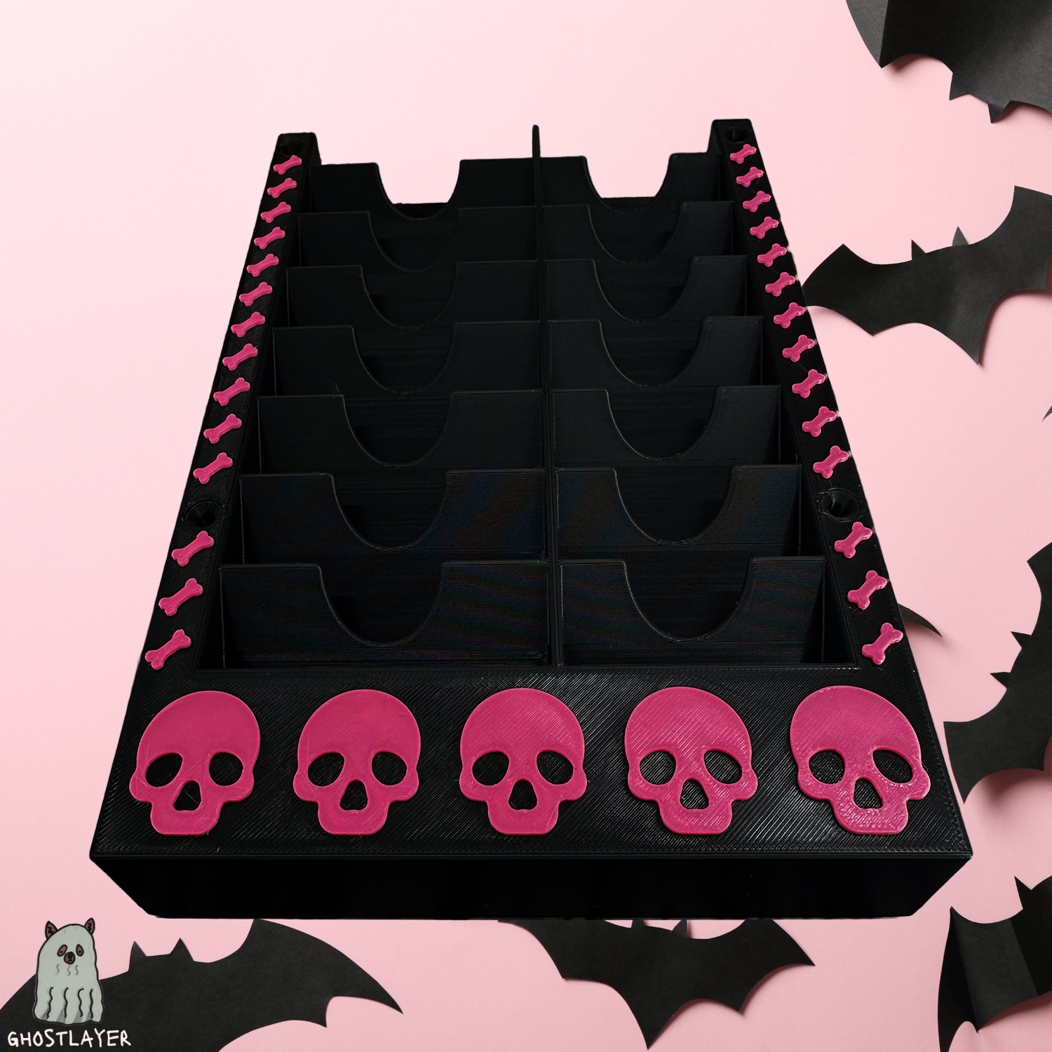 The Bloodhound - *Gothic Black and Pink* Wall Mountable Dog Grooming Standard/Wide Size Clipper Blade Holder | 8 Standard/Wide