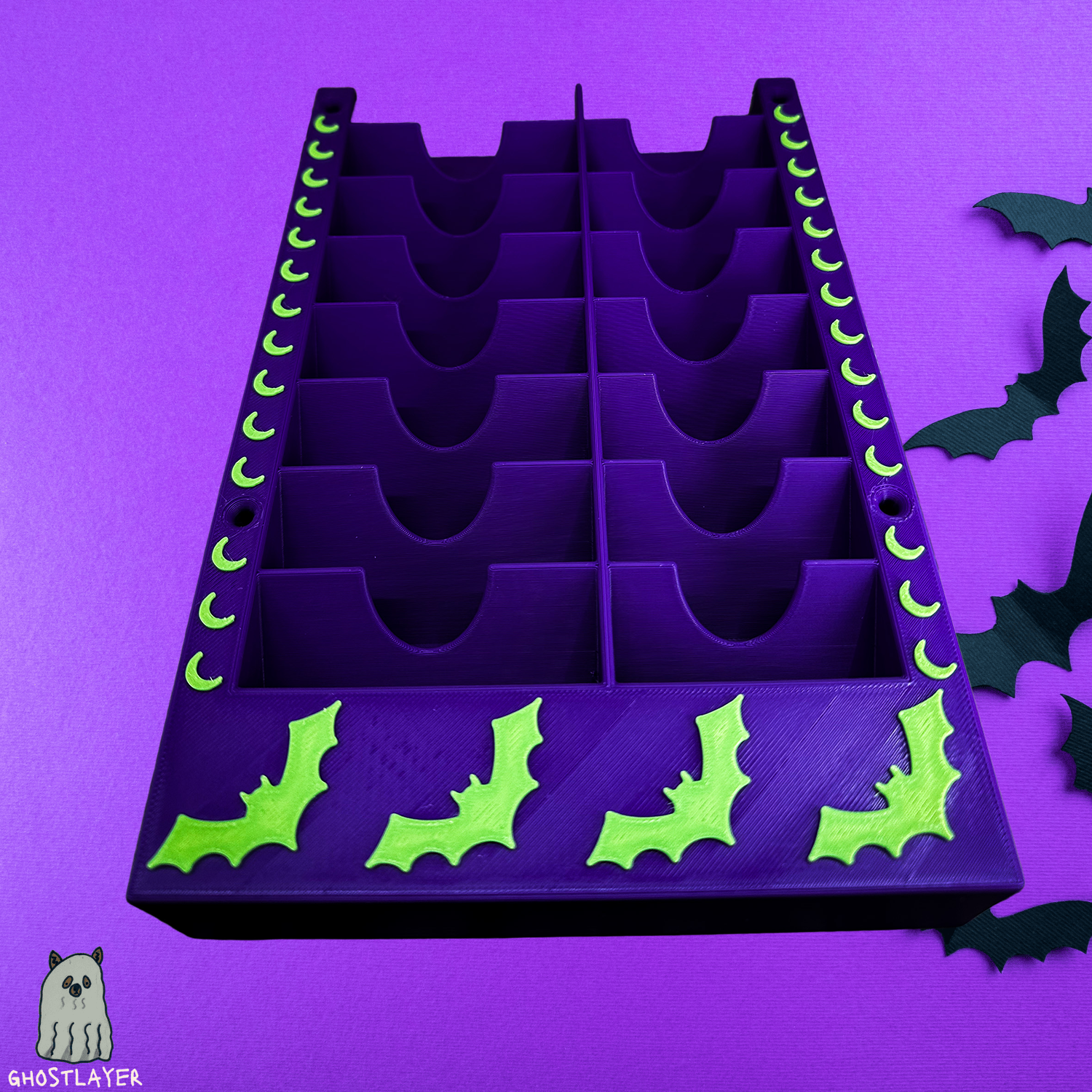 The Bloodhound - *Halloween-Ghastly Green and Purple* Wall Mountable Dog Grooming Standard/Wide Size Clipper Blade Holder | 8 Standard/Wide