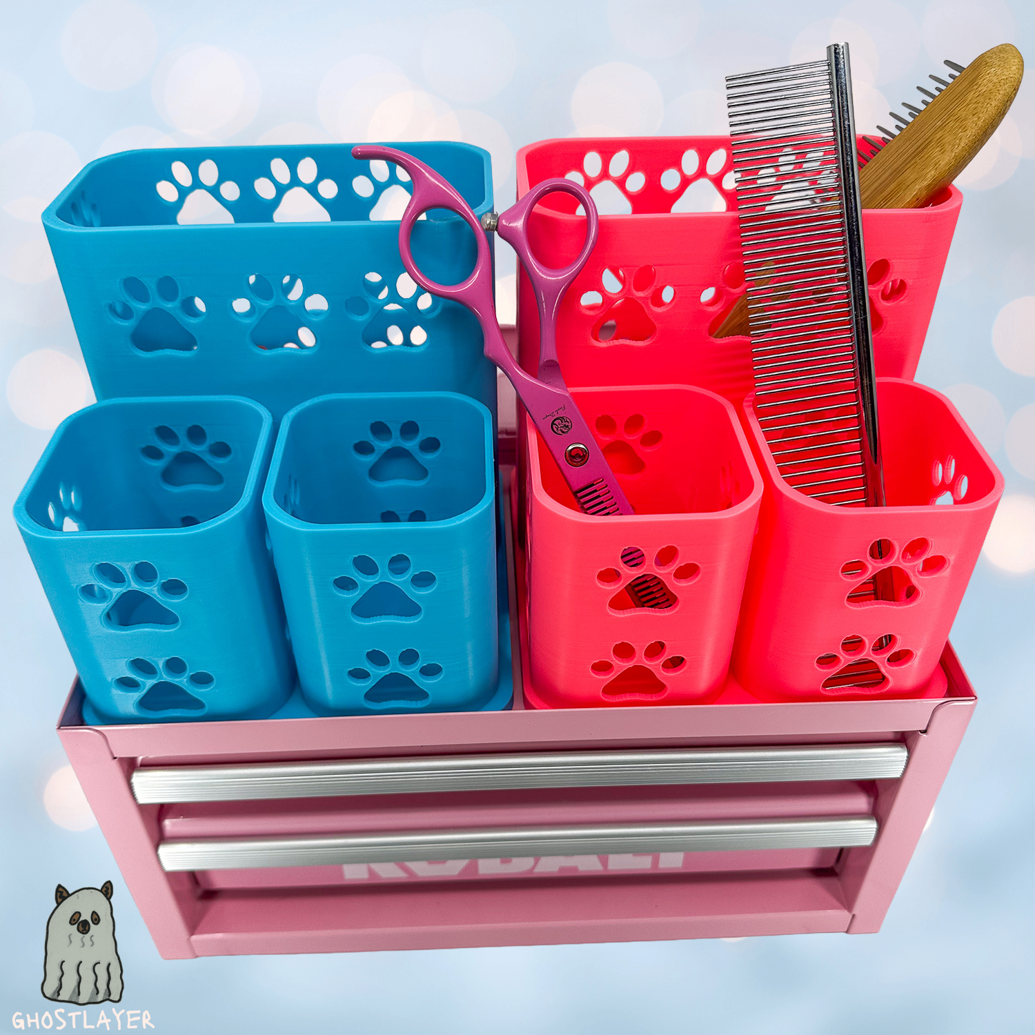 Kobalt Mini Toolbox Top Organizer (Two Drawer w/Lid and Three Drawer)- Mini Yorkie- Holds Brushes/Shears/Combs