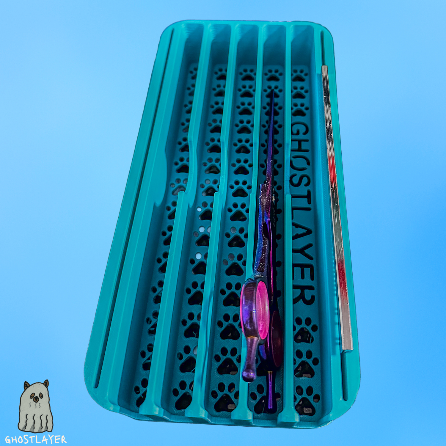 The Mini Sarabi V2 - Lay Flat Dog Grooming Scissor Holder | Holds 5 Scissors 2 Combs |