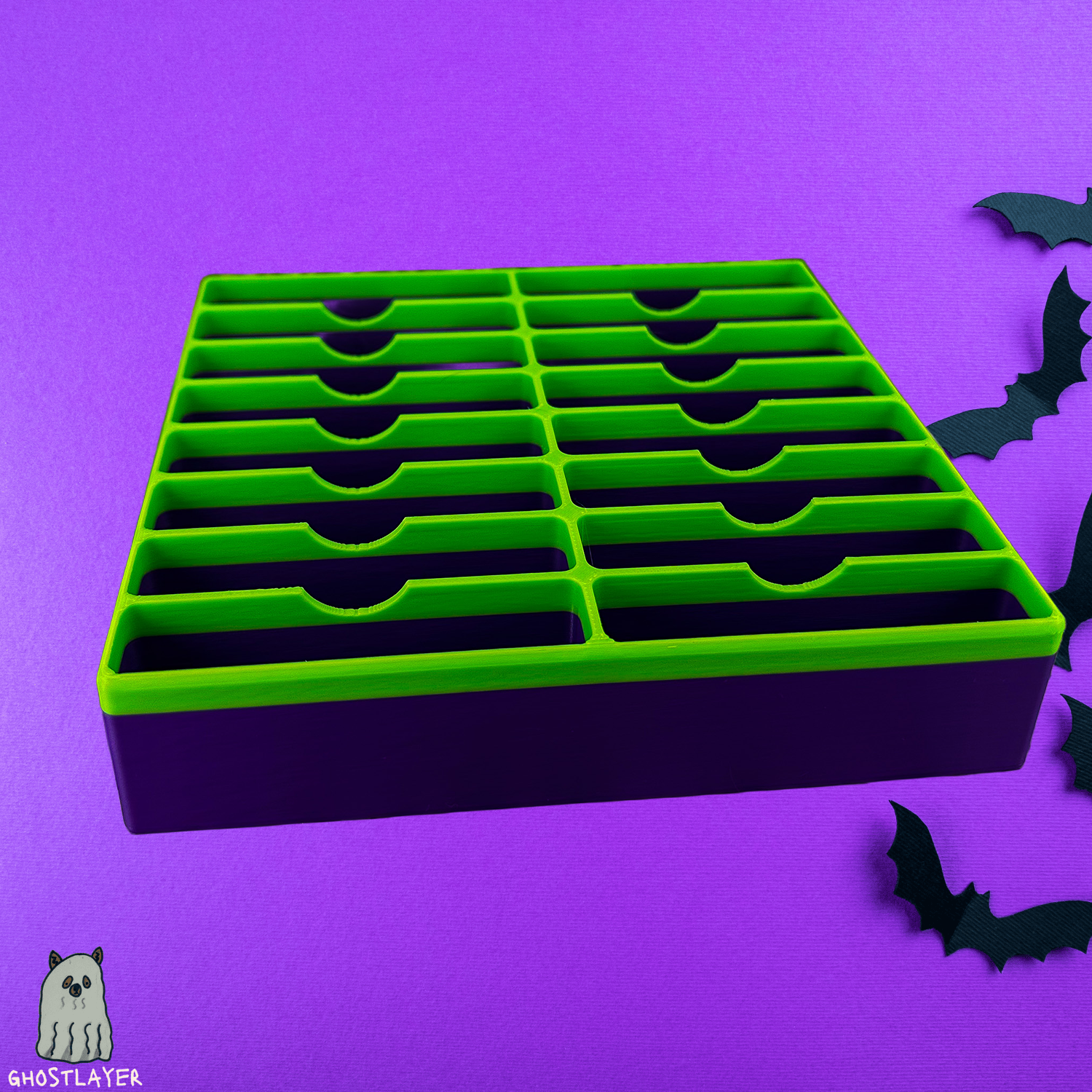 The Pug-- *Halloween-Ghostly Green and Purple* Dog Grooming *Wide* Size Clipper Blade Holder | up to 16 | wide blade only