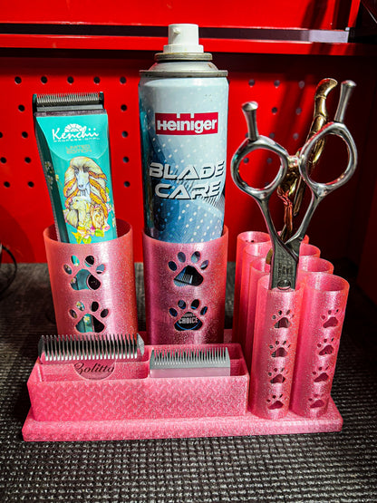 The Mini Mutt-- Dog Grooming Brush Holder, 8 Scissors, 2 Standard Blades, 2 Wide Blades and 2 Clippers