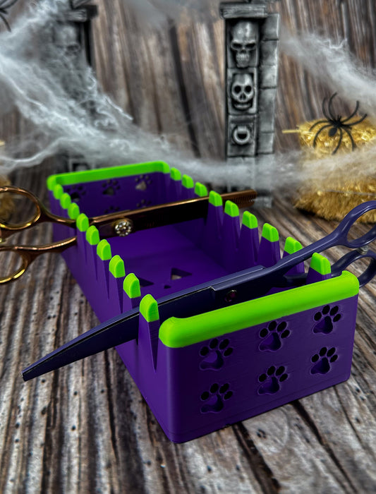 The Chihuahua *Halloween-Ghastly Green and Purple* - Dog Grooming Scissor Holder— Up to 10 pairs, Simple organizer |