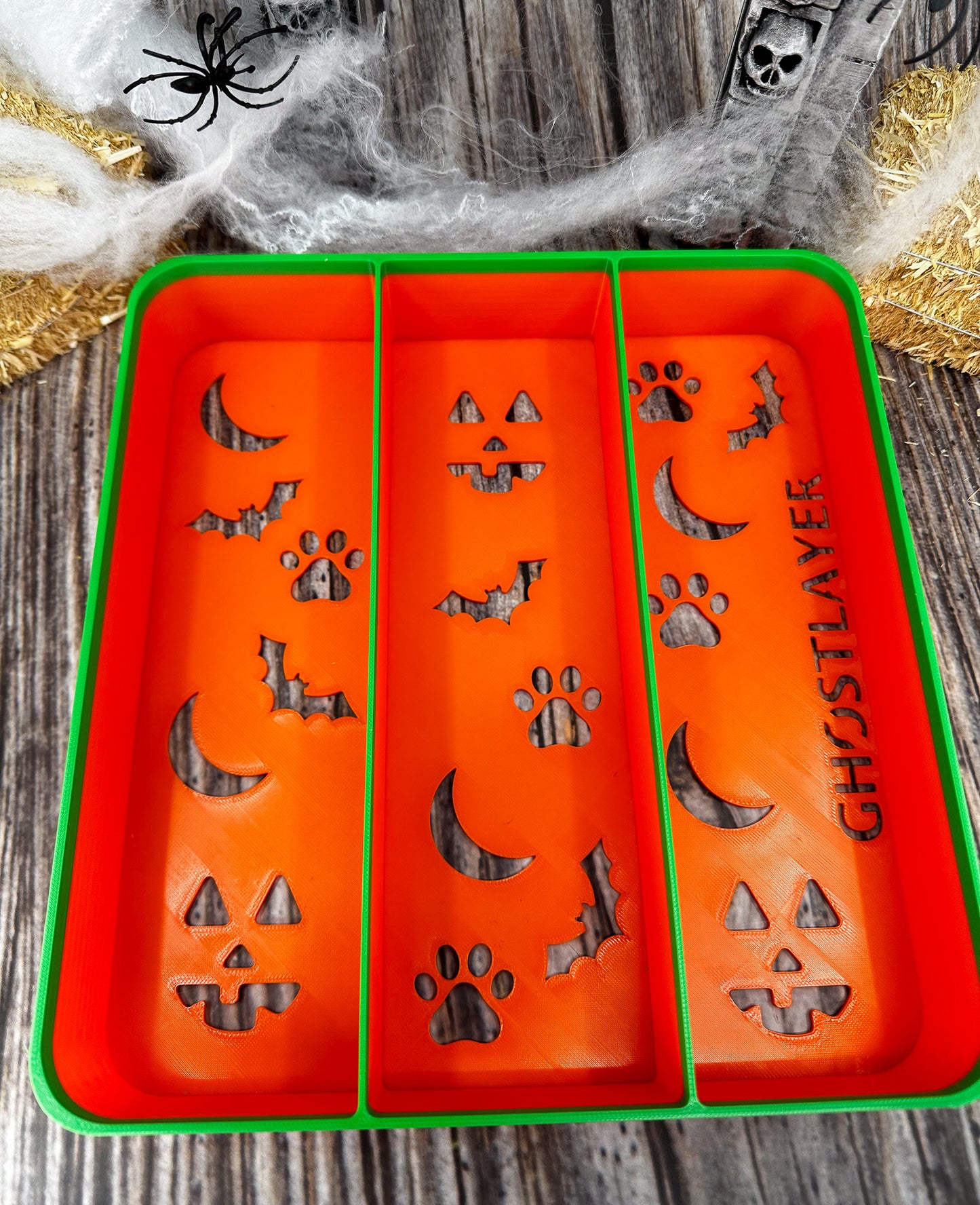 The Havanese Three Tray *Halloween-Harvest Pumpkin*- Lay Flat Dog Grooming Comb, Scissor and Accessories Holder |