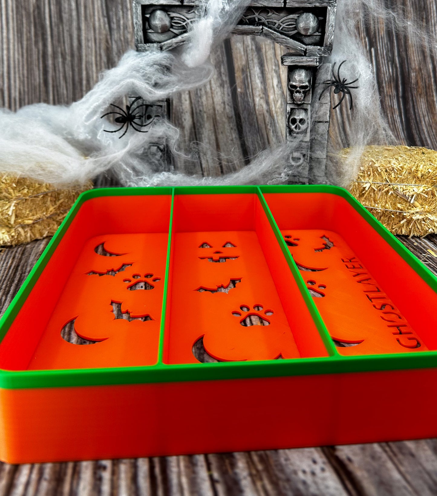 The Havanese Three Tray *Halloween-Harvest Pumpkin*- Lay Flat Dog Grooming Comb, Scissor and Accessories Holder |