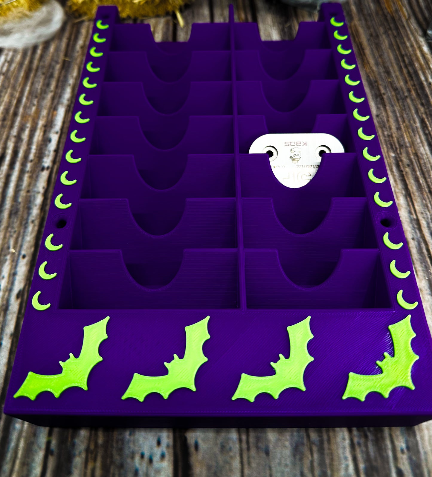 The Bloodhound - *Halloween-Ghastly Green and Purple* Wall Mountable Dog Grooming Standard/Wide Size Clipper Blade Holder | 8 Standard/Wide