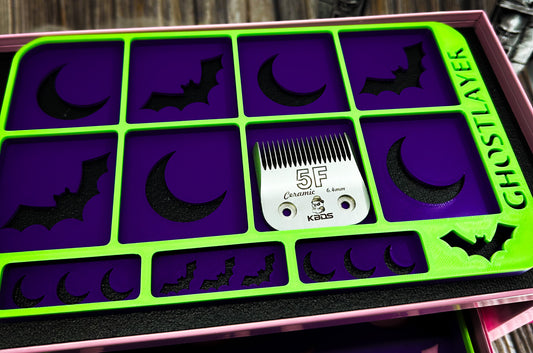 Kobalt Mini Toolbox-Dog Grooming Toolbox Insert Bundle *Halloween-Ghastly Green and Purple* | Holds Scissors, Standard Blades and more