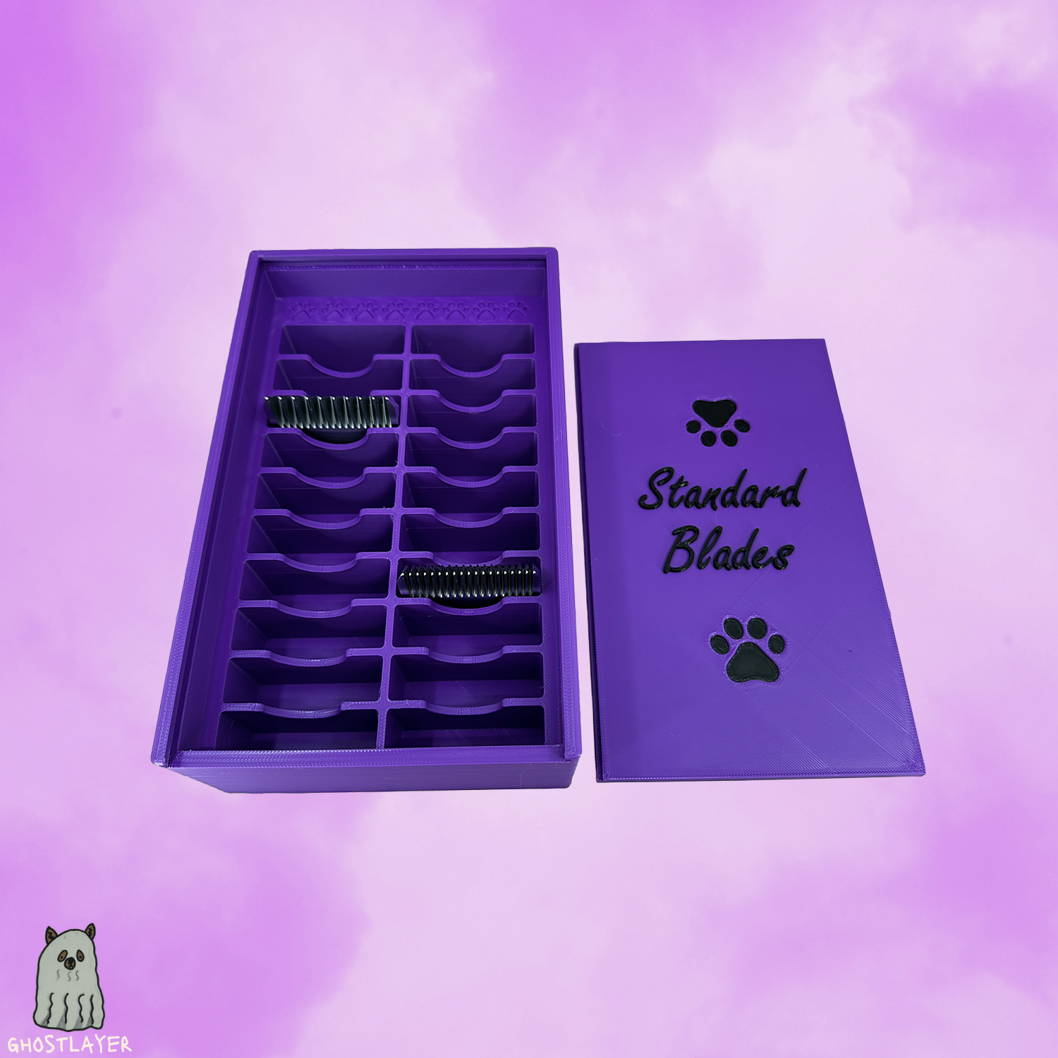 The Blade Box- *Standard* Dog Grooming Standard Size Clipper Blade Holder with Lid | up to 20 |