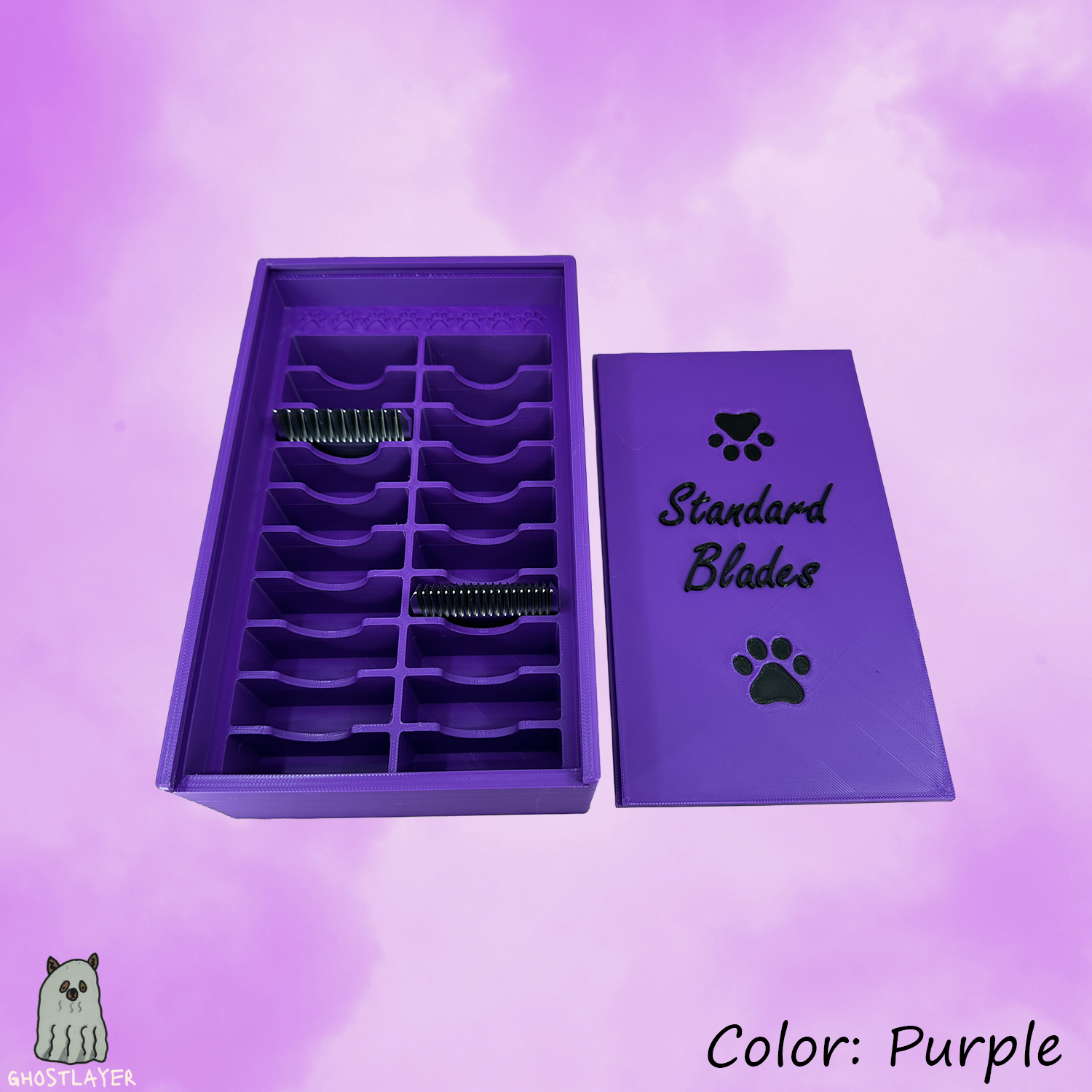The Blade Box- *Standard* Dog Grooming Standard Size Clipper Blade Holder with Lid | up to 20 |