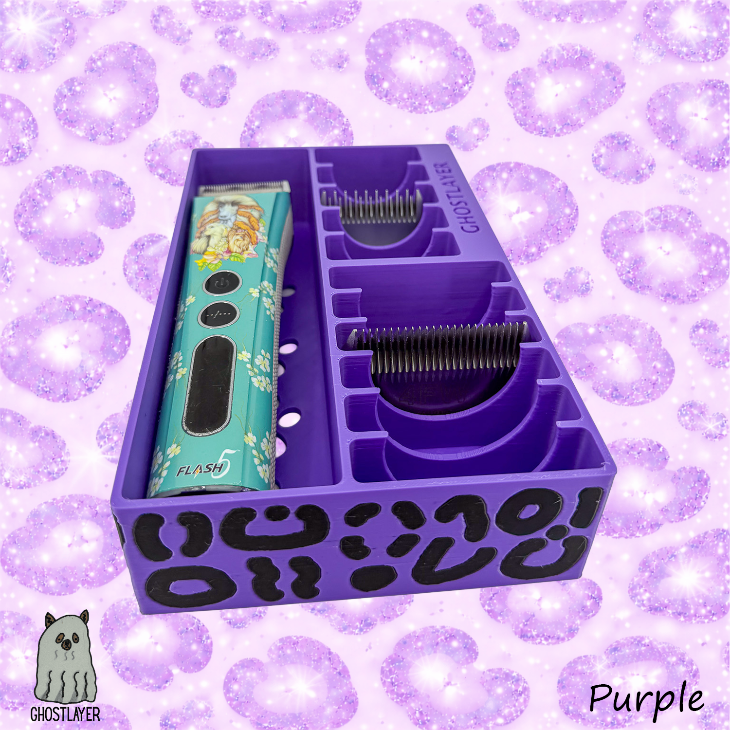 *Feral* Brussels Griffon -- Dog Grooming Clipper and Blade Holder. Holds One Large Clipper, 6 Wide and 5 Standard Blades