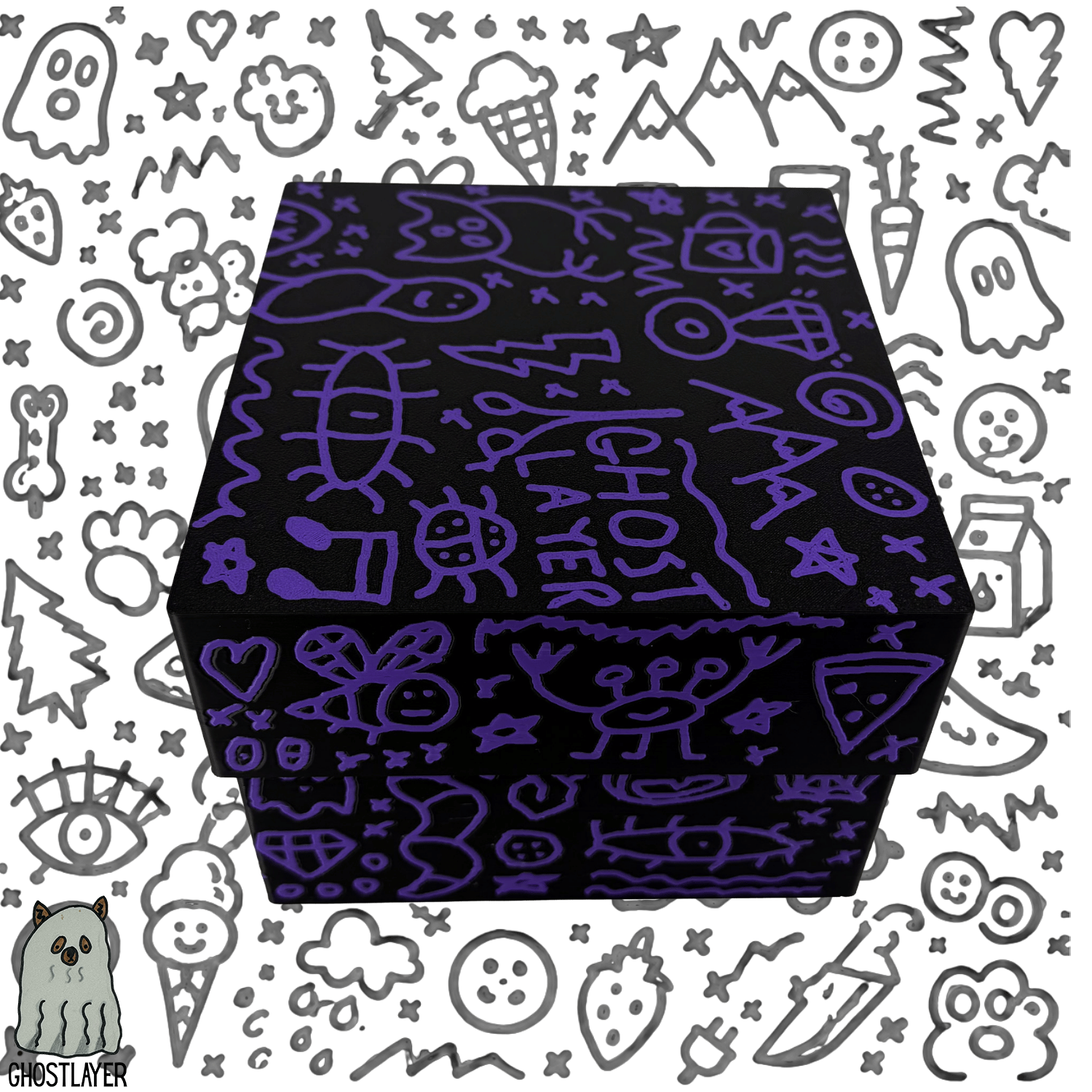 *Ghost Graffiti* Dog Grooming *Wide* Size Clipper Blade Comb Holder and Lid | up to 10 | Zolita