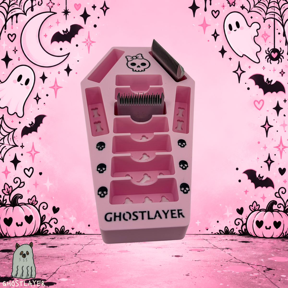 *Coquette Halloween* Blade Coffin - Dog Grooming Standard & Wide Size Clipper Blade Holder | Holds 7 Standard Blades and 4 Wide