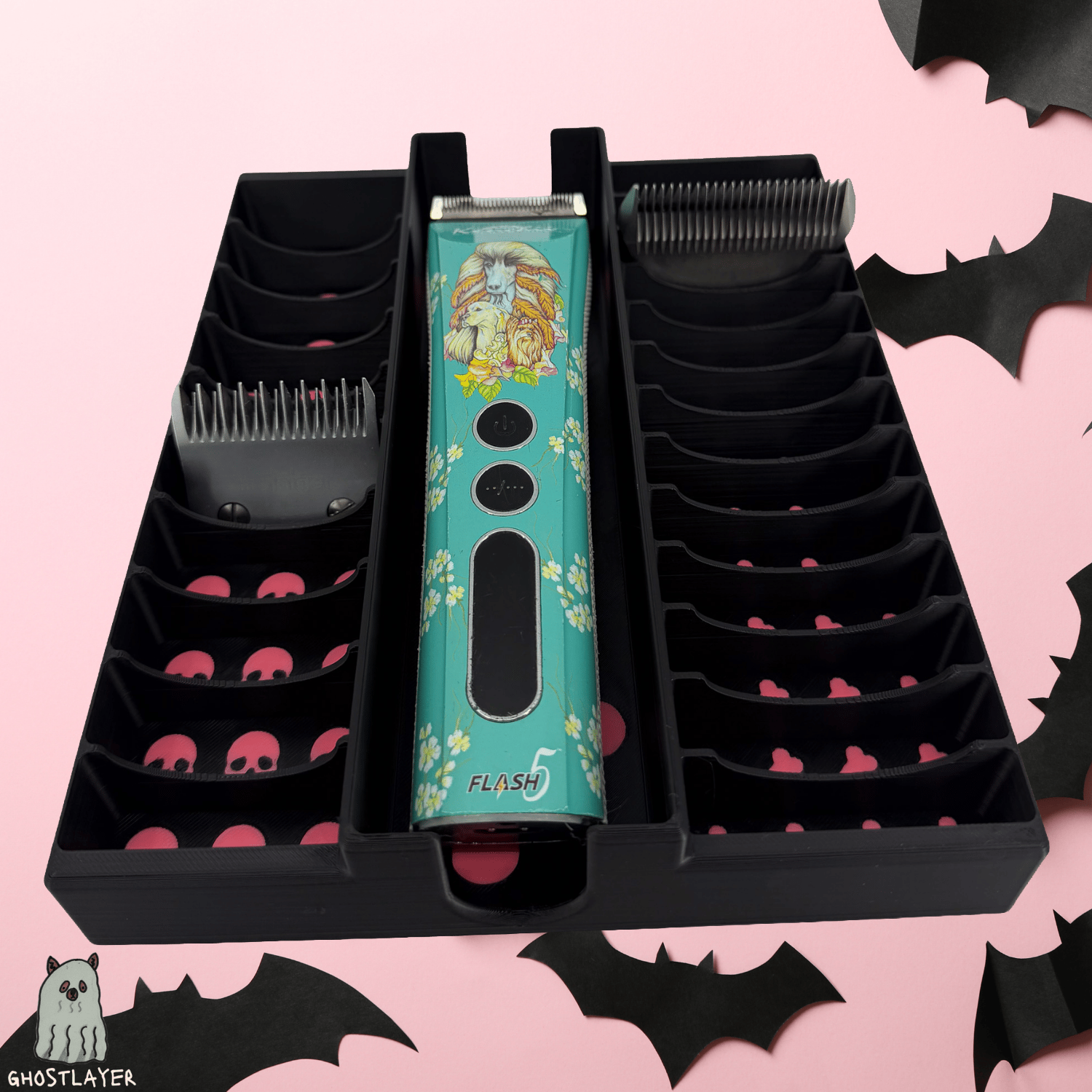 Drawerganizer *Halloween* Blade/Clipper Combo Toolbox Drawer Organizer- Holds 1 Clipper, 10 Standard, 13 Wide *Gothic Black and Pink*