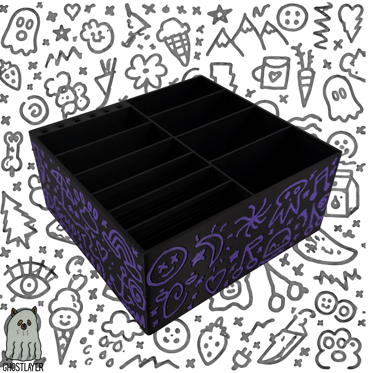 *Ghost Graffiti* Dog Grooming *Wide* Size Clipper Blade Comb Holder and Lid | up to 10 | Zolita