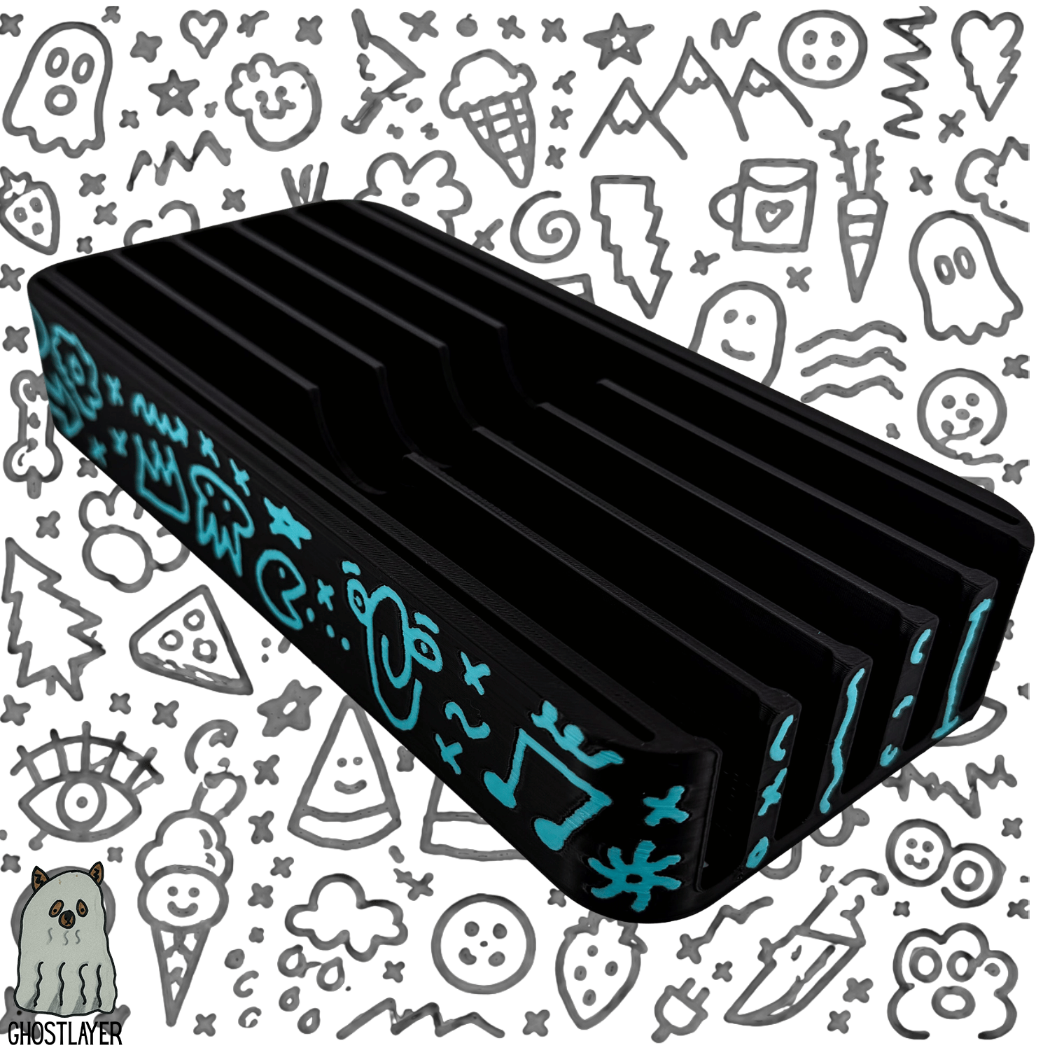 *Ghost Graffiti* Lay Flat Dog Grooming Scissor Holder | Holds 5 Scissors 2 Combs |